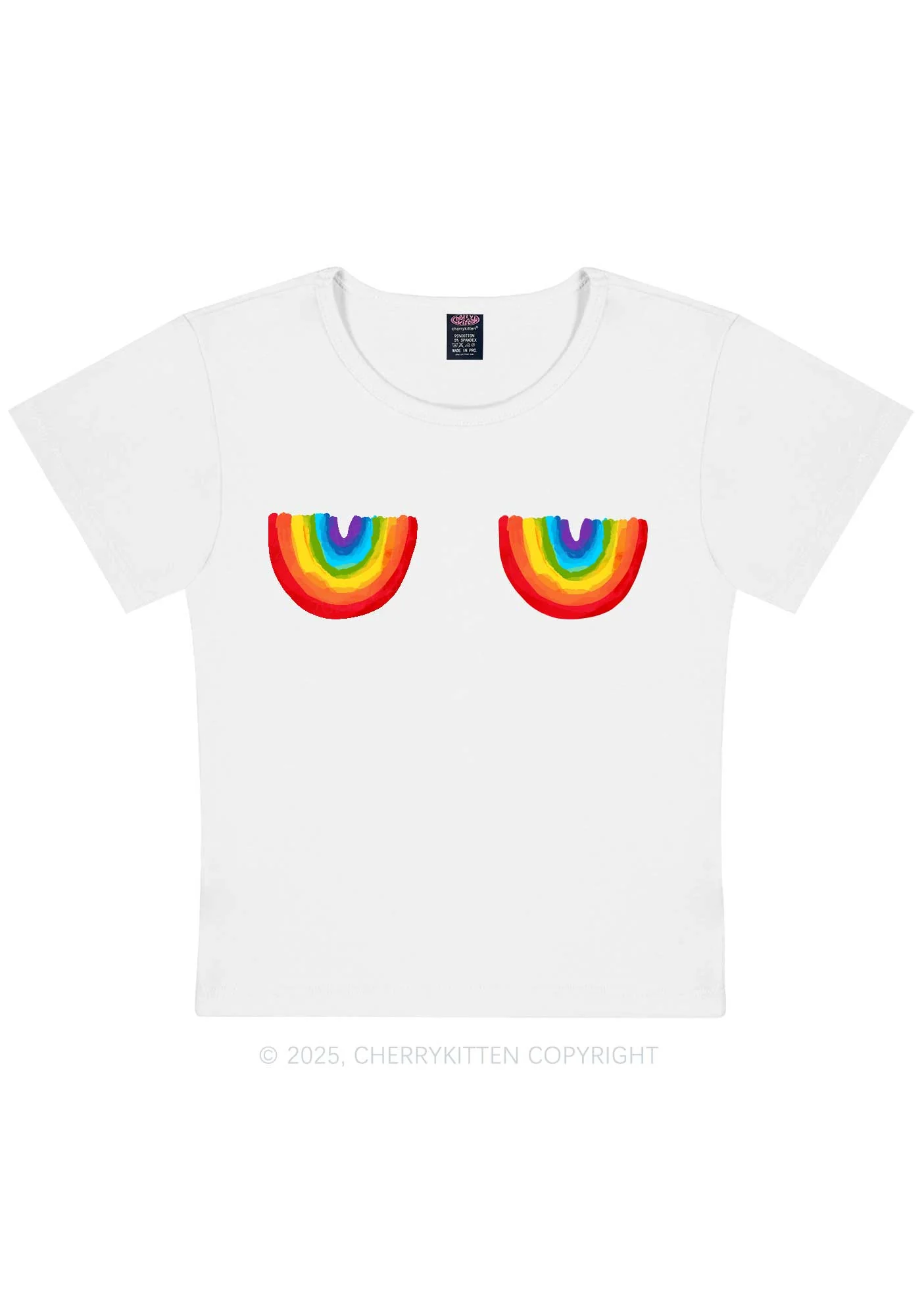 Curvy Rainbow Bxxb Y2K Baby Tee Cherrykitten - Image 2