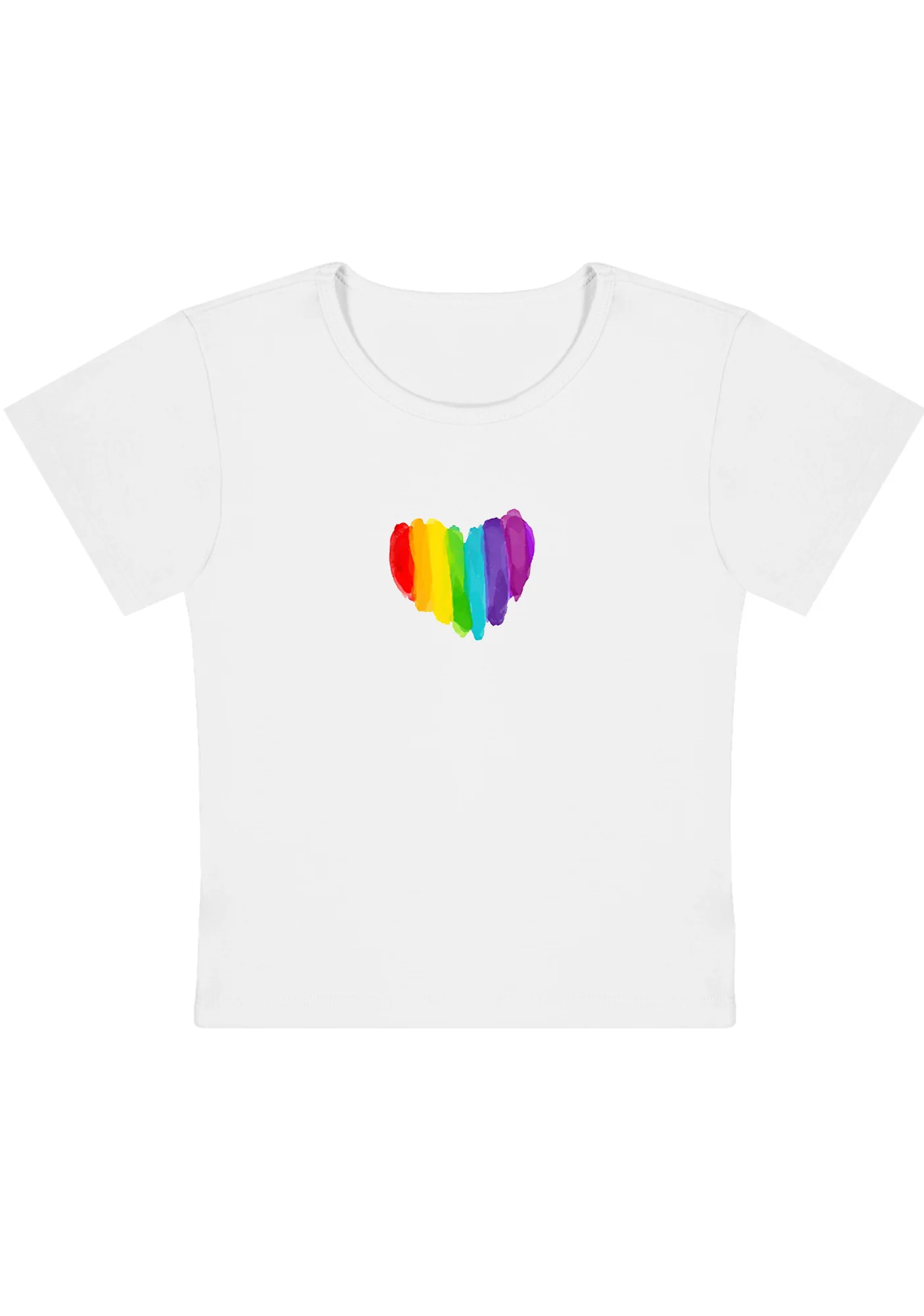 Curvy Rainbow Color Heart Shape Baby Tee - Image 2