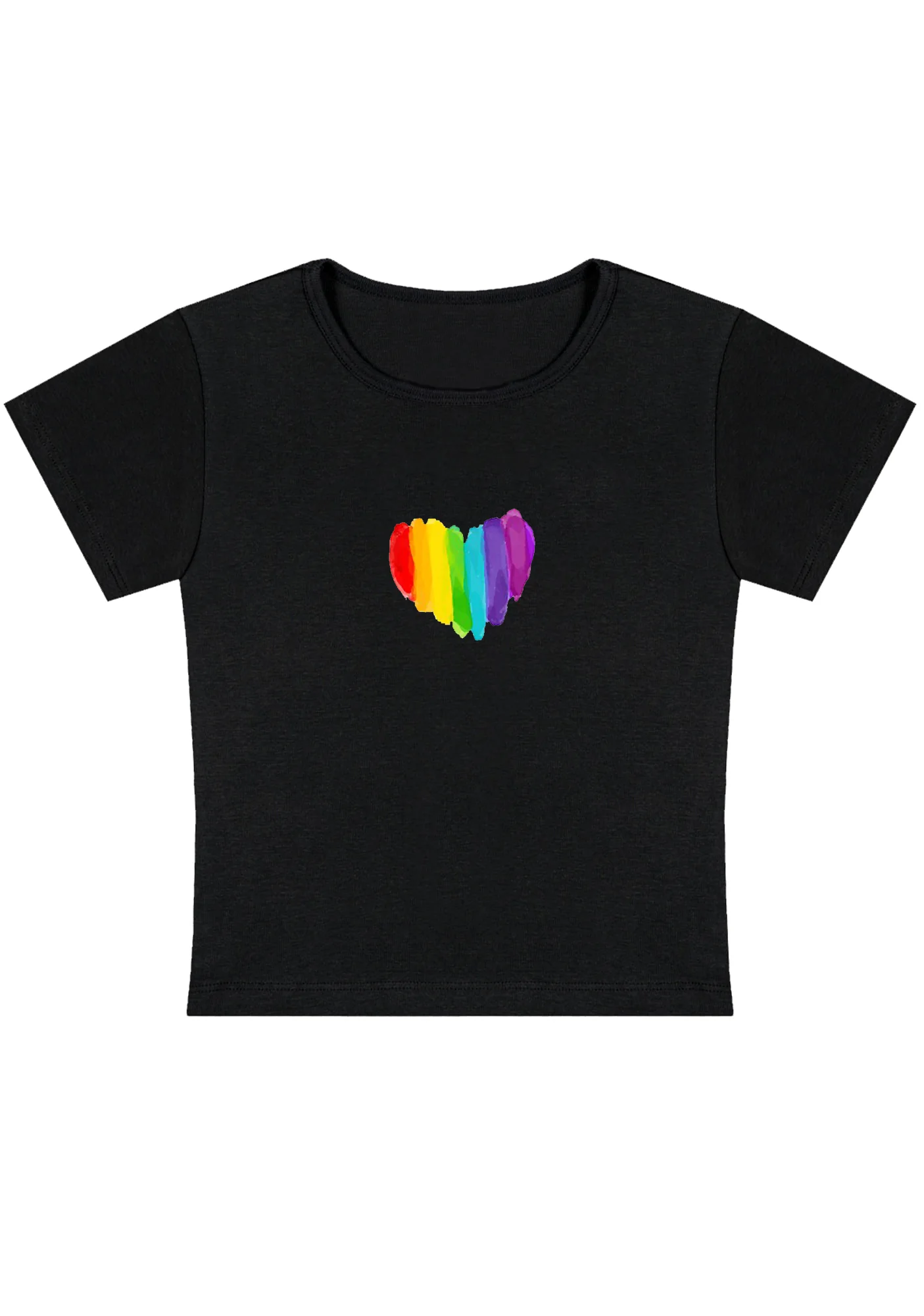 Curvy Rainbow Color Heart Shape Baby Tee - Image 3