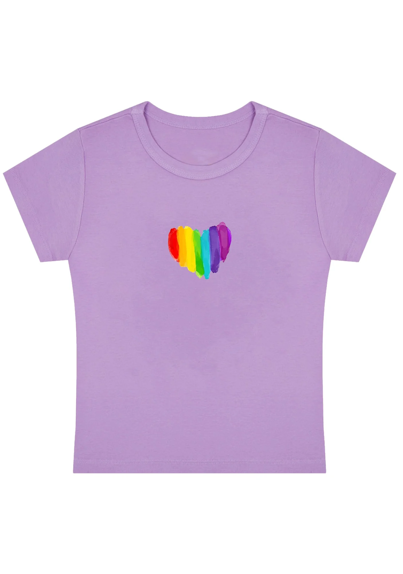 Curvy Rainbow Color Heart Shape Baby Tee - Image 4