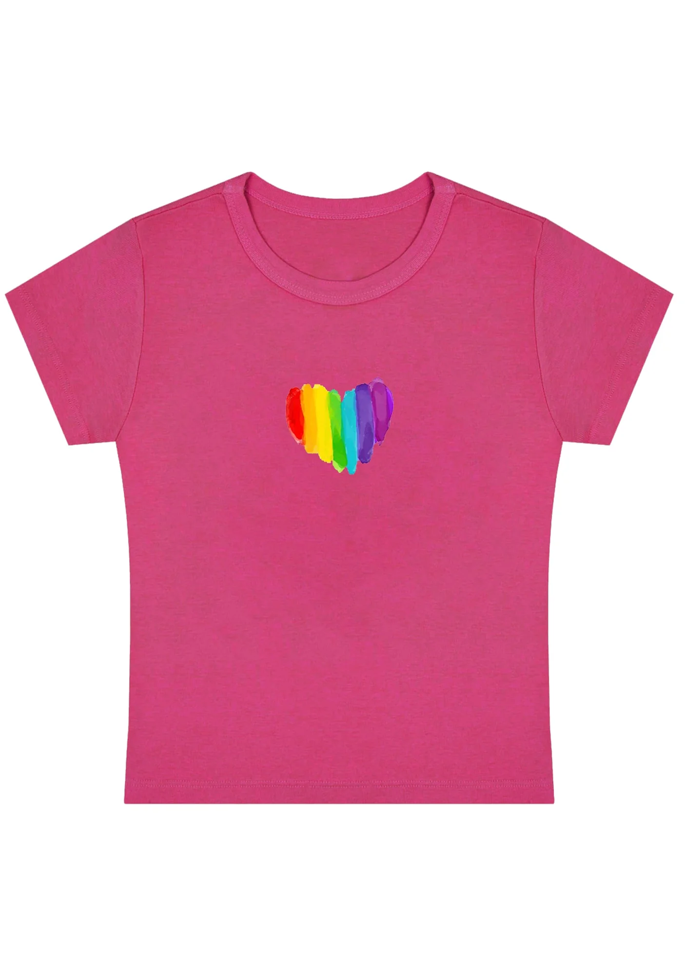 Curvy Rainbow Color Heart Shape Baby Tee - Image 5