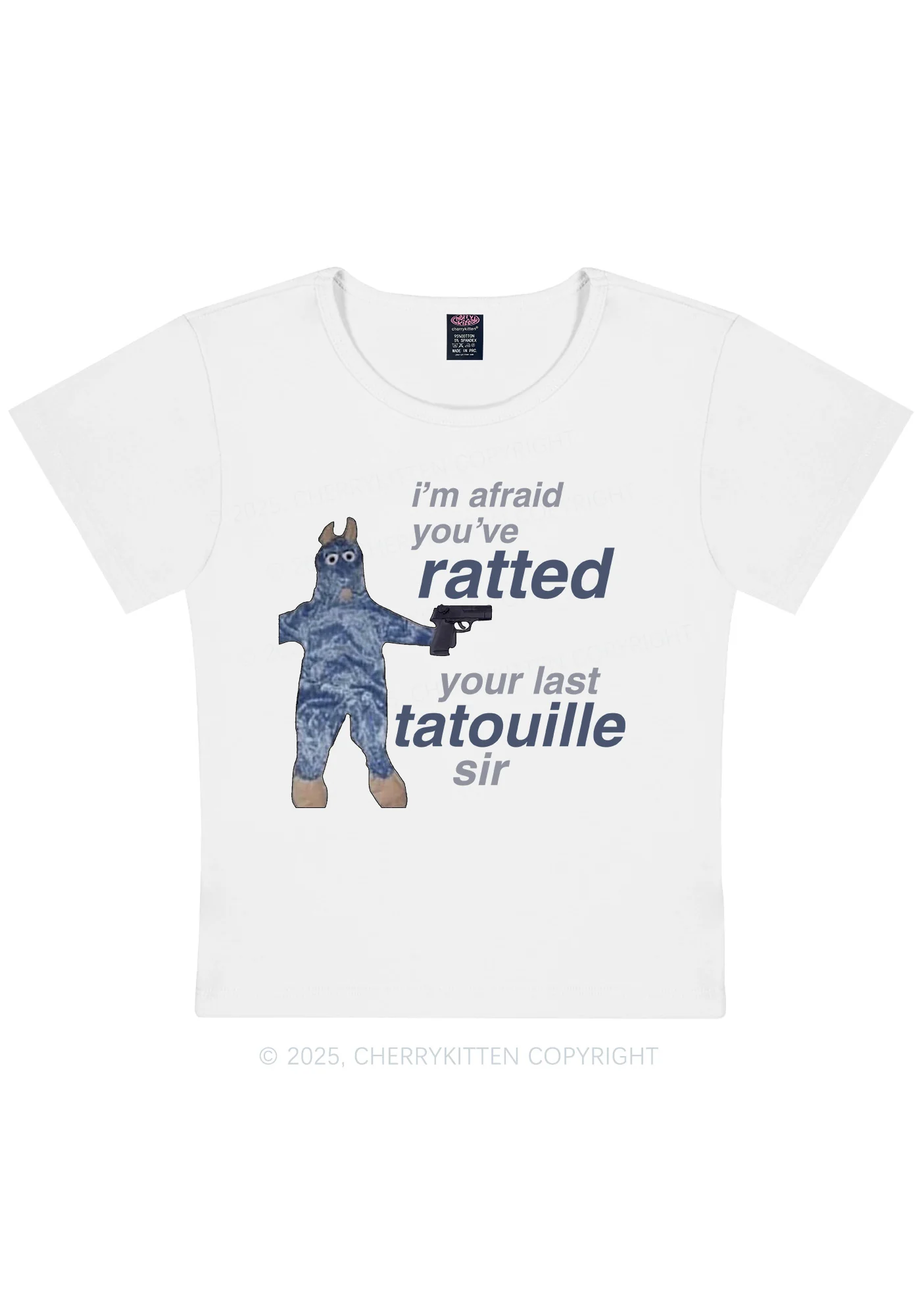 Curvy Ratted Last Tatouille Y2K Baby Tee Cherrykitten - Image 2