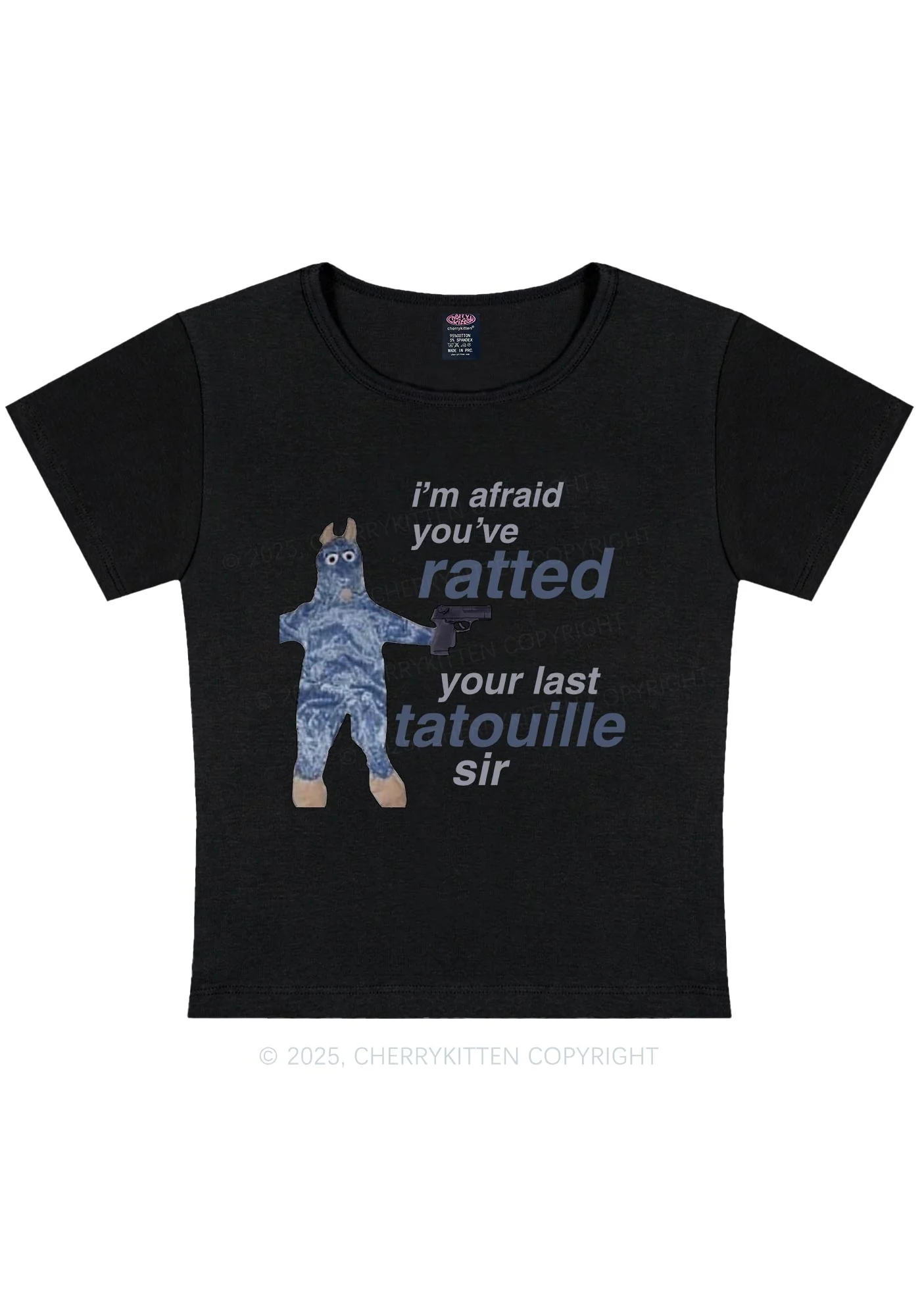 Curvy Ratted Last Tatouille Y2K Baby Tee Cherrykitten - Image 3