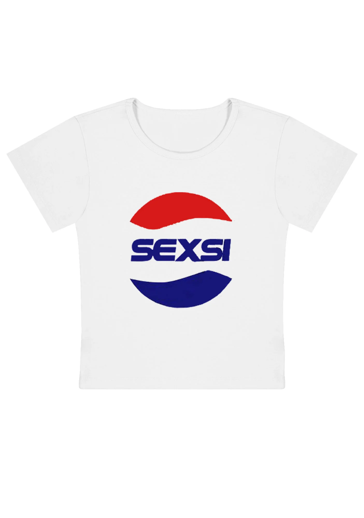 Curvy Red Blue Sexsi Baby Tee - Image 3