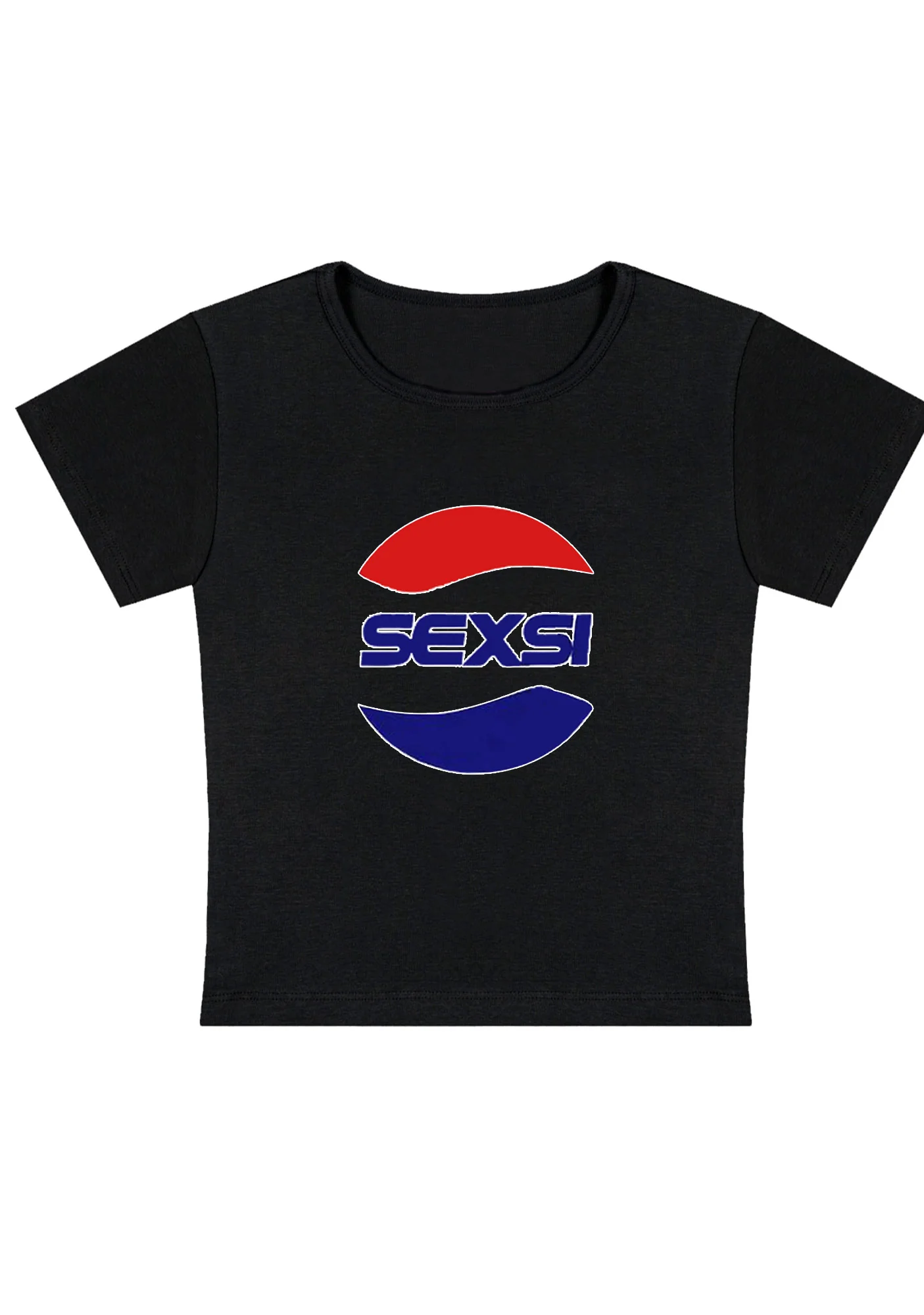 Curvy Red Blue Sexsi Baby Tee - Image 4