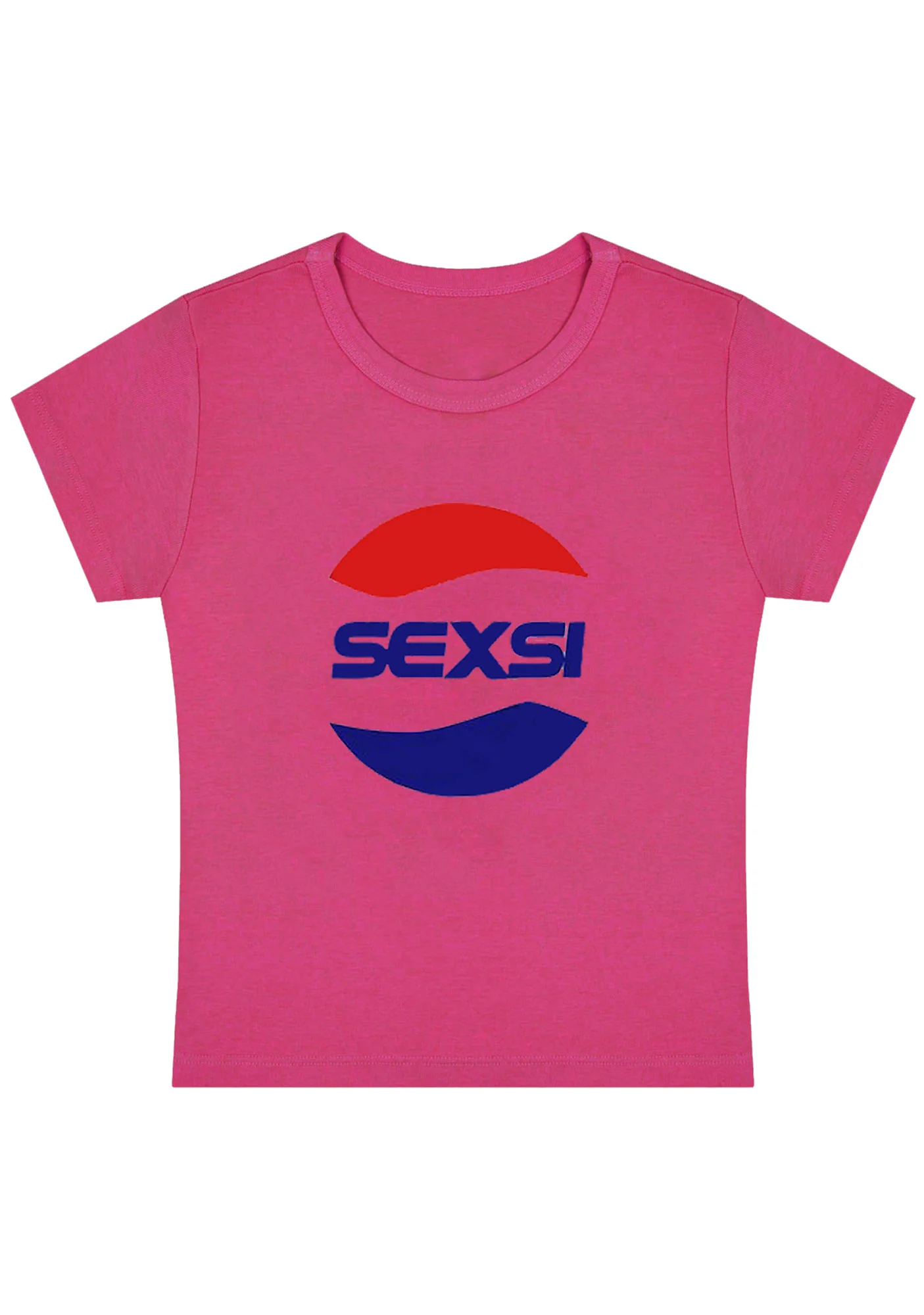 Curvy Red Blue Sexsi Baby Tee - Image 5