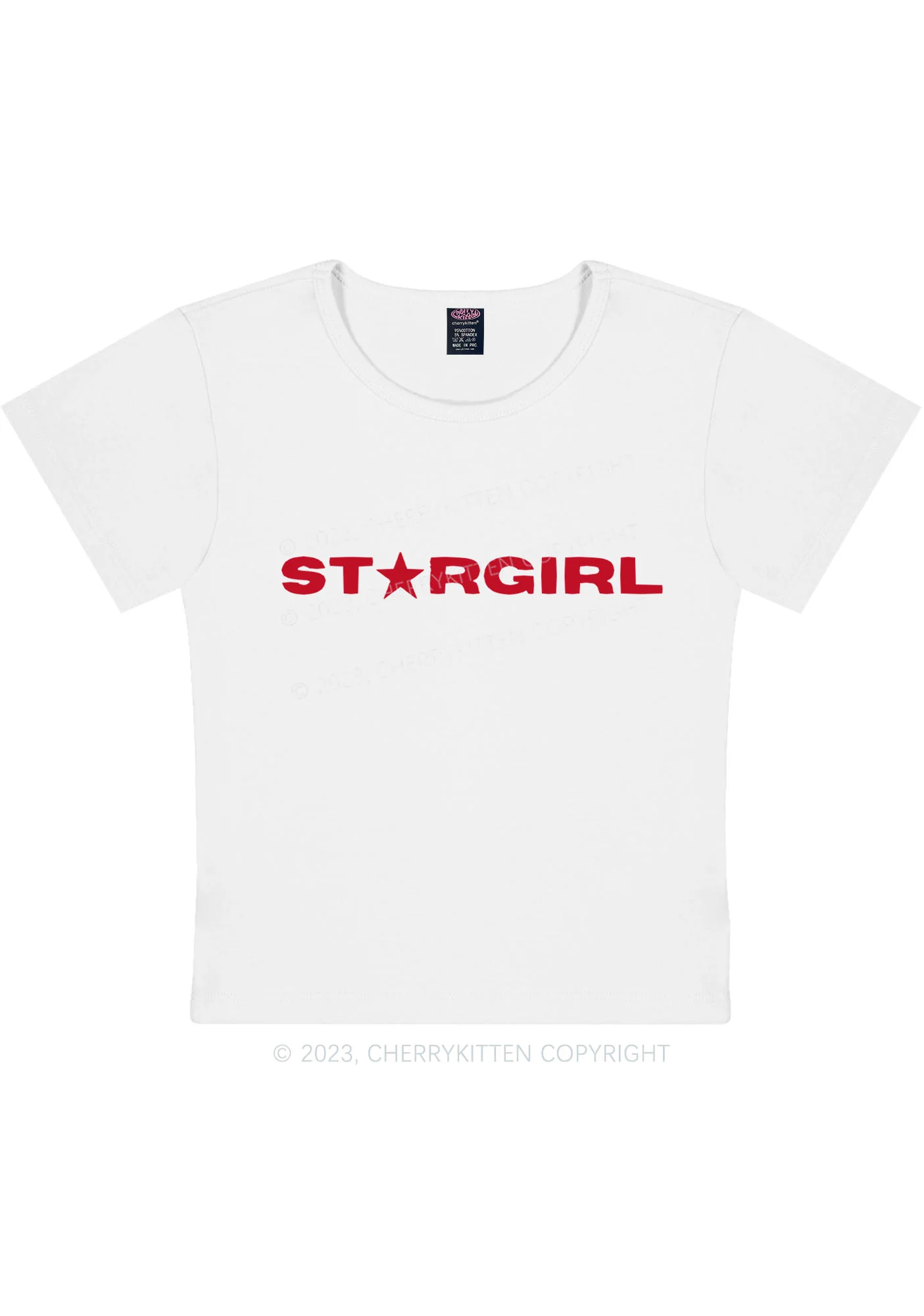 Curvy Red Stargirl Y2K Baby Tee Cherrykitten - Image 3