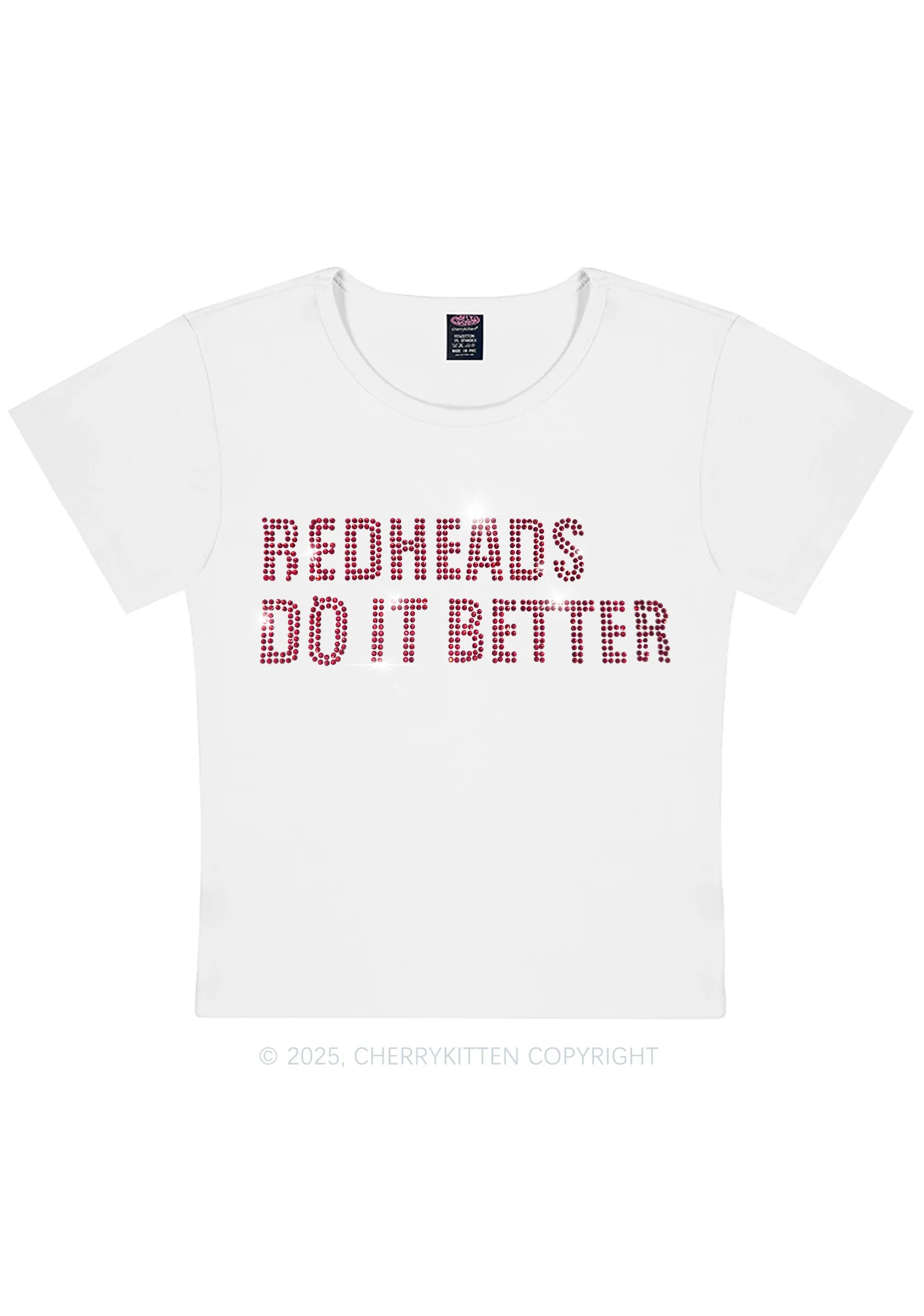 Curvy Rhinestone Redheads Do It Better Y2K Baby Tee Cherrykitten - Image 2