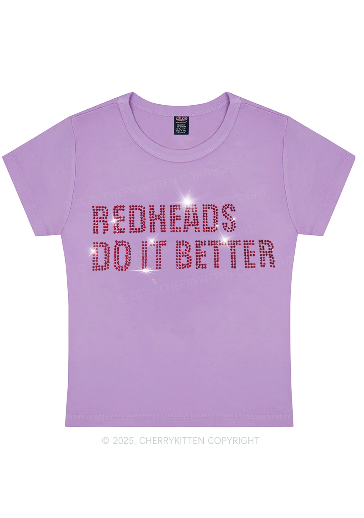 Curvy Rhinestone Redheads Do It Better Y2K Baby Tee Cherrykitten - Image 3
