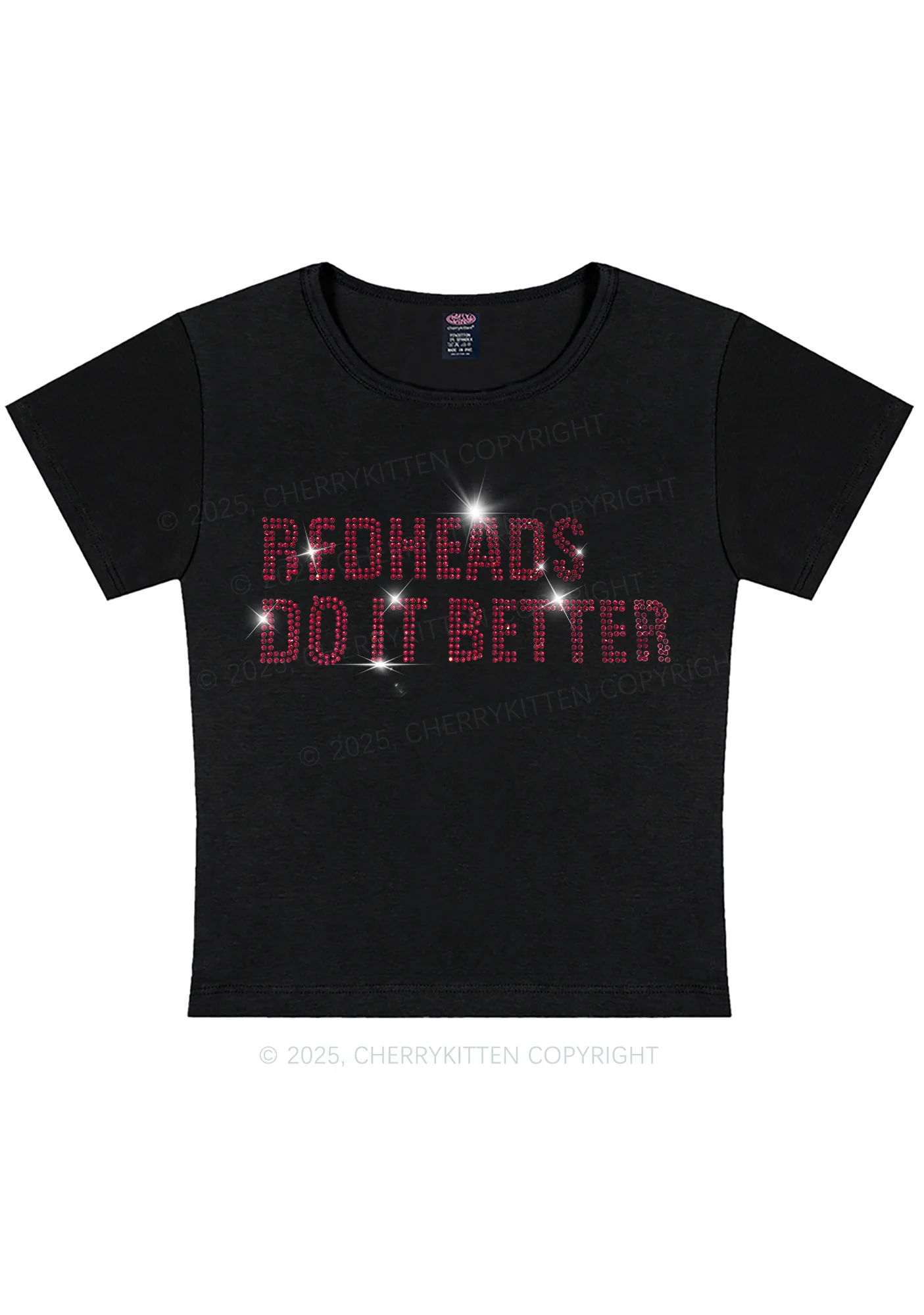 Curvy Rhinestone Redheads Do It Better Y2K Baby Tee Cherrykitten - Image 4