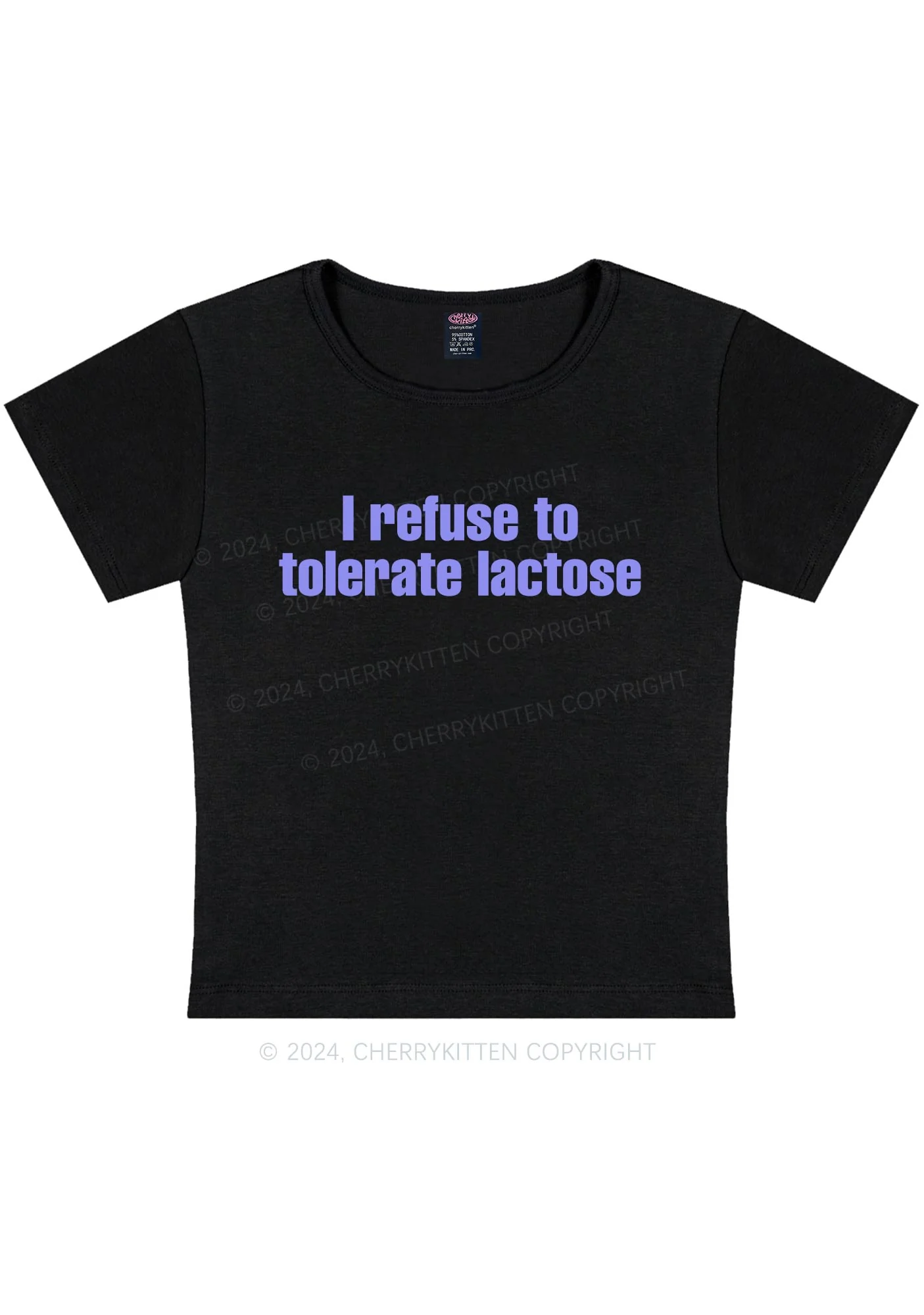 Curvy Refuse To Tolerate Lactose Y2K Baby Tee Cherrykitten - Image 2