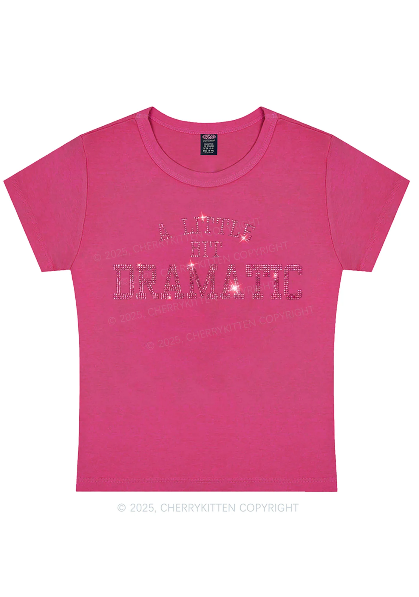Curvy Rhinestone A Little Bit Dramatic Y2K Baby Tee Cherrykitten - Image 5