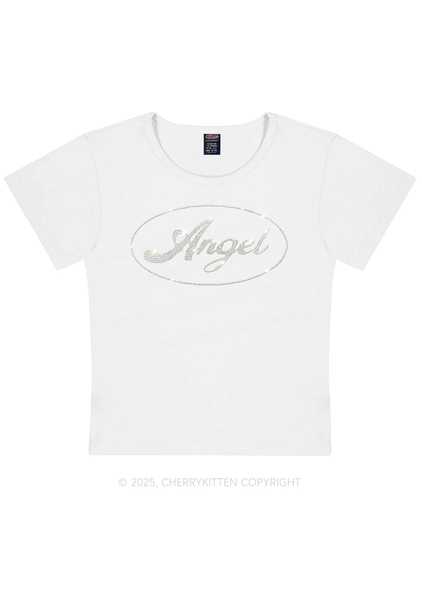 Curvy Rhinestone Angel Y2K Baby Tee Cherrykitten - Image 5