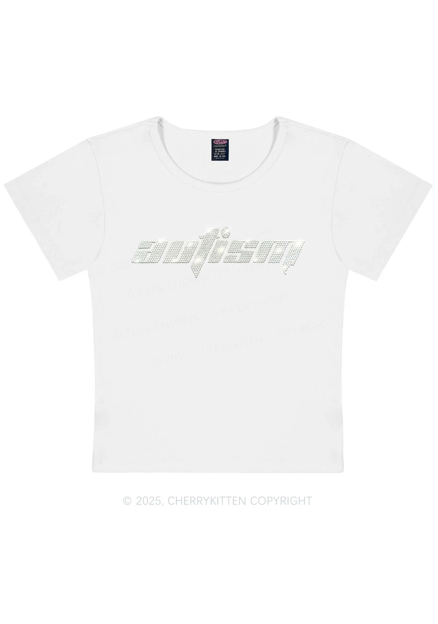 Curvy Rhinestone Autism Y2K Baby Tee Cherrykitten - Image 5
