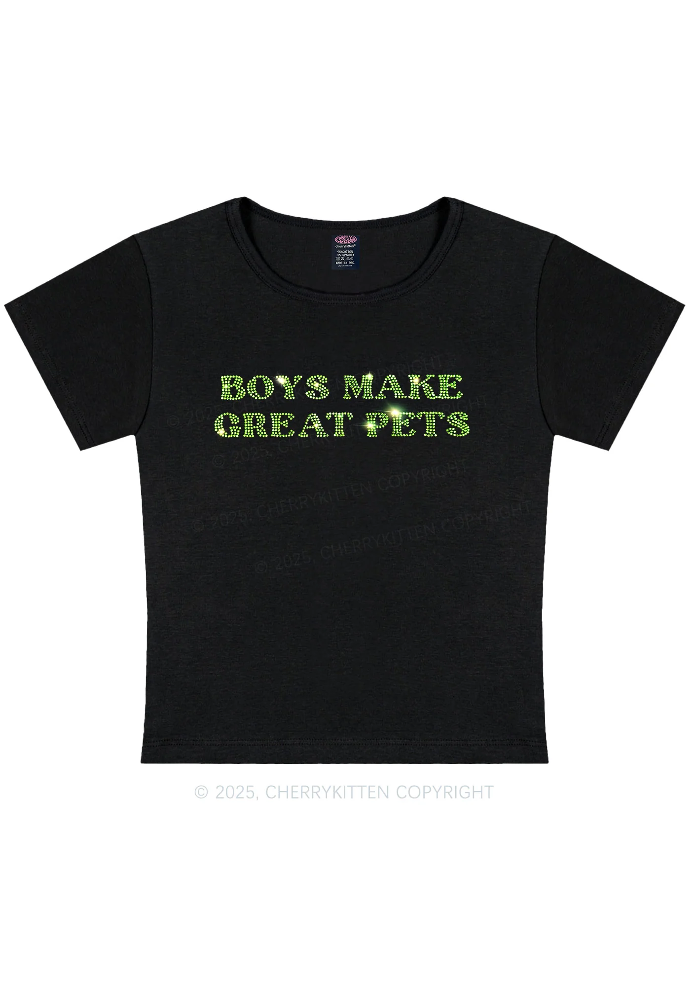 Curvy Rhinestone Boys Make Gr8 Pets Y2K Baby Tee Cherrykitten - Image 2