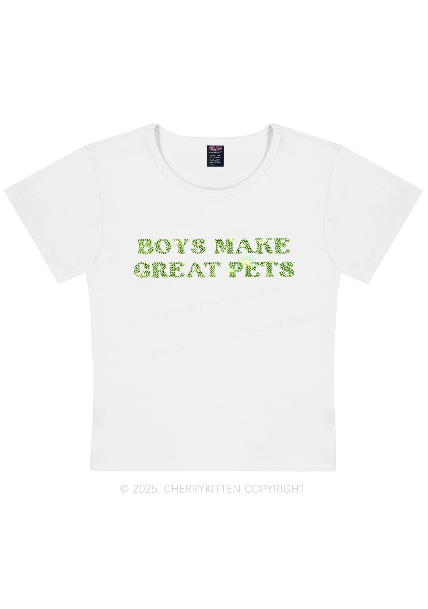 Curvy Rhinestone Boys Make Gr8 Pets Y2K Baby Tee Cherrykitten - Image 3