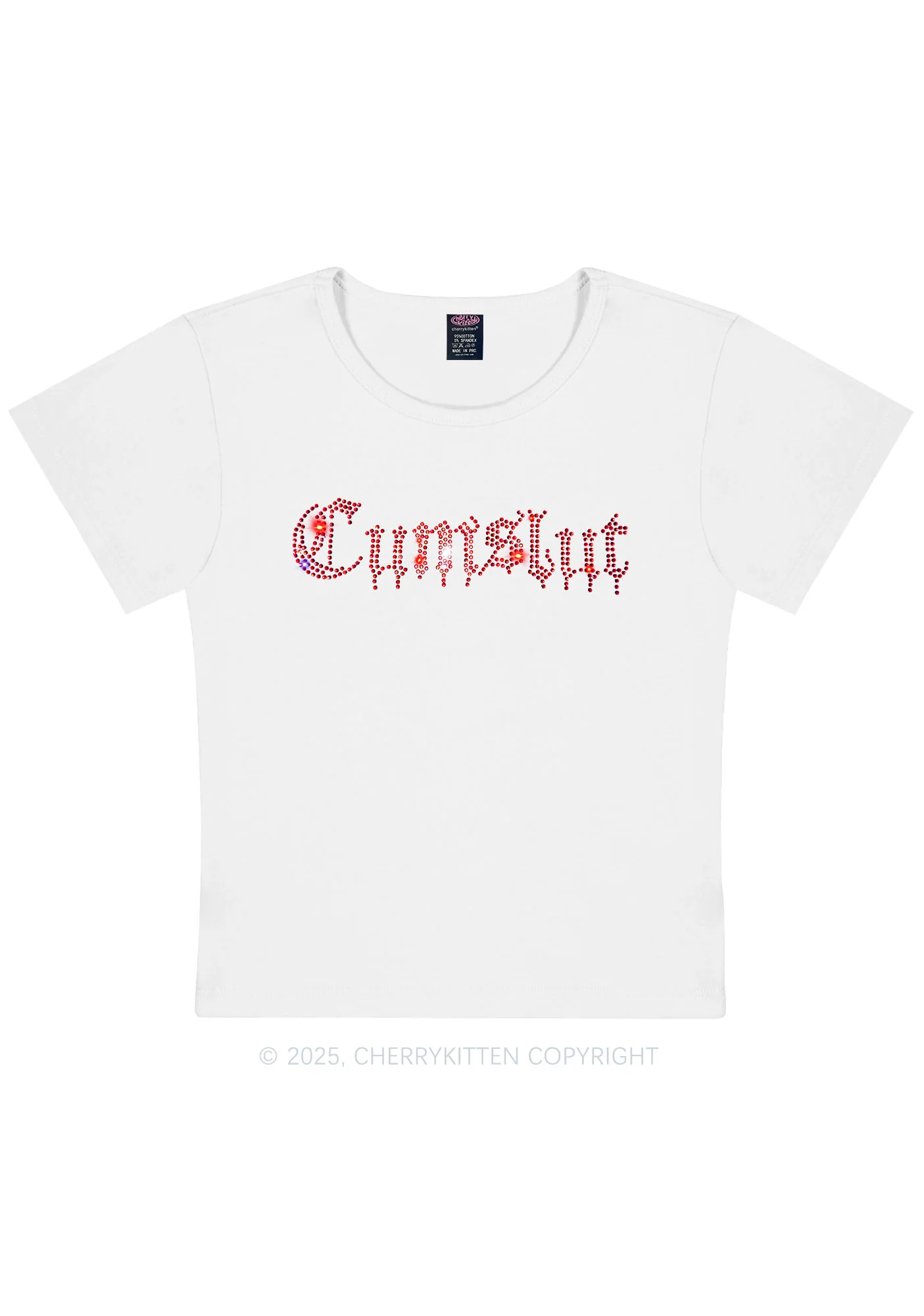 Curvy Rhinestone Cxmslxt Y2K Baby Tee Cherrykitten - Image 2