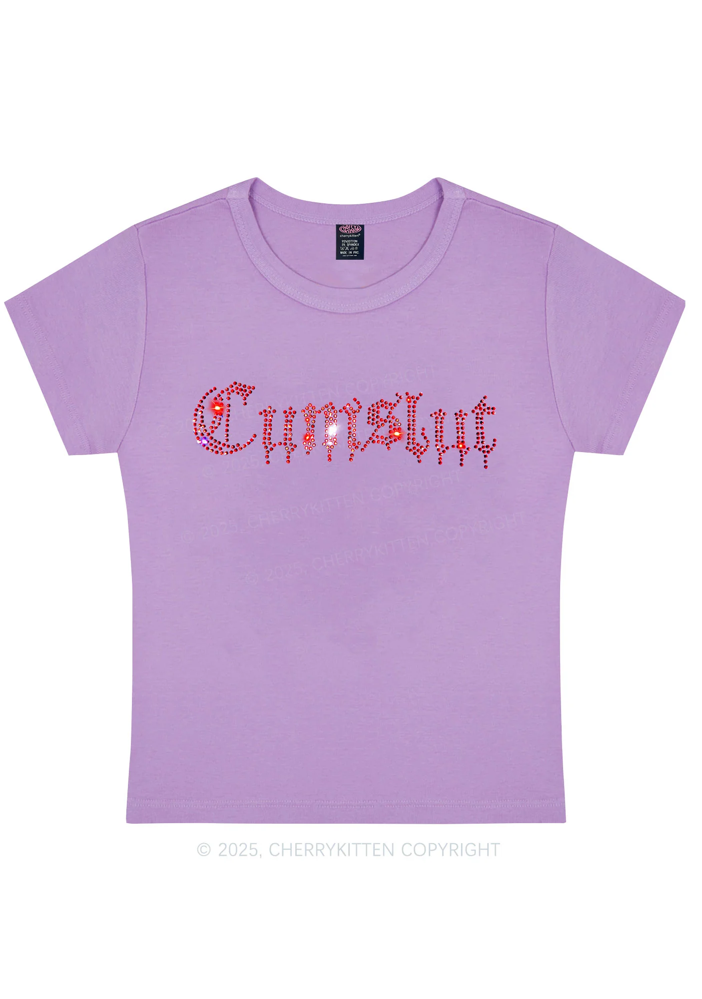 Curvy Rhinestone Cxmslxt Y2K Baby Tee Cherrykitten - Image 4