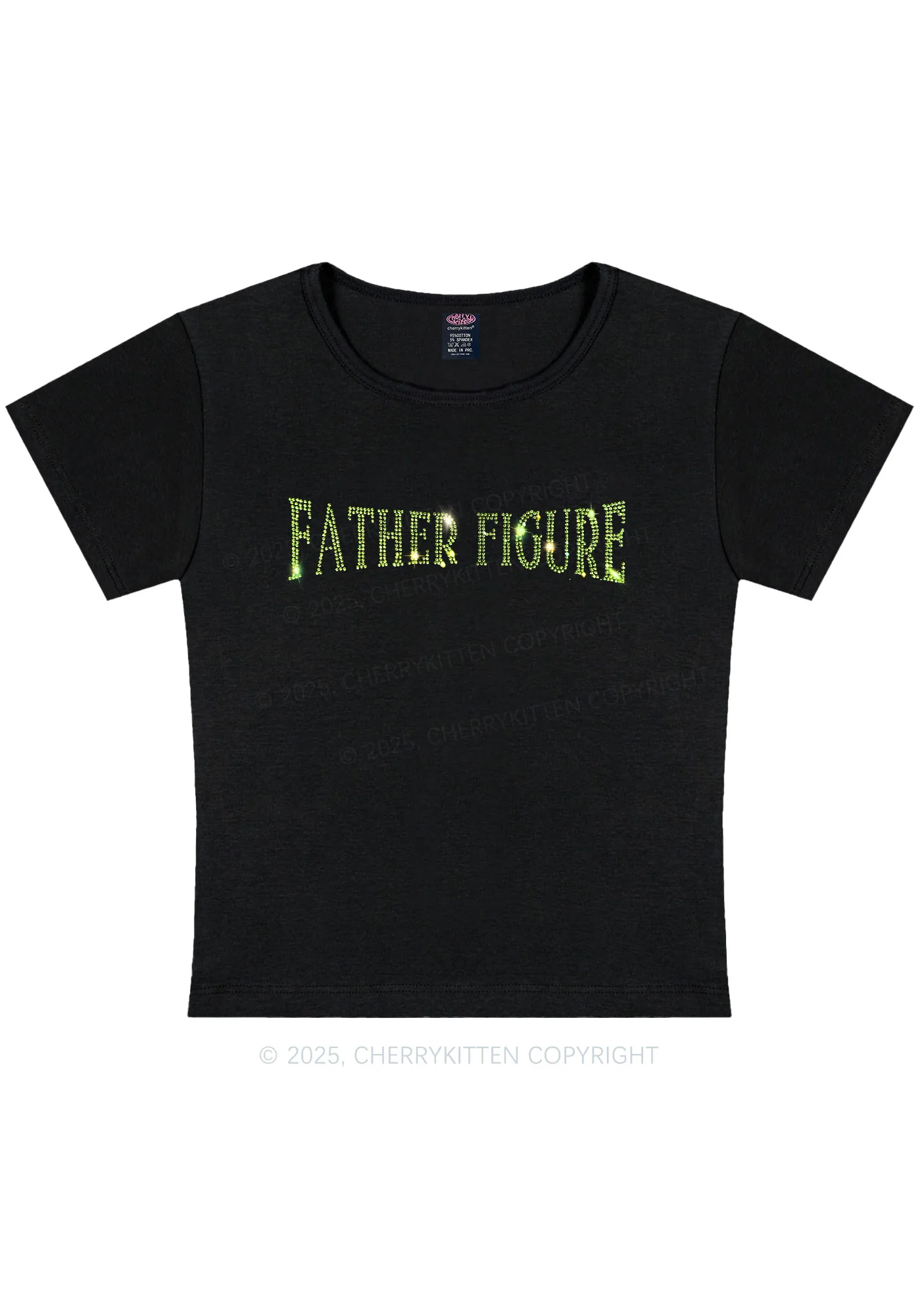 Curvy Rhinestone Father Figure Y2K Baby Tee Cherrykitten - Image 2