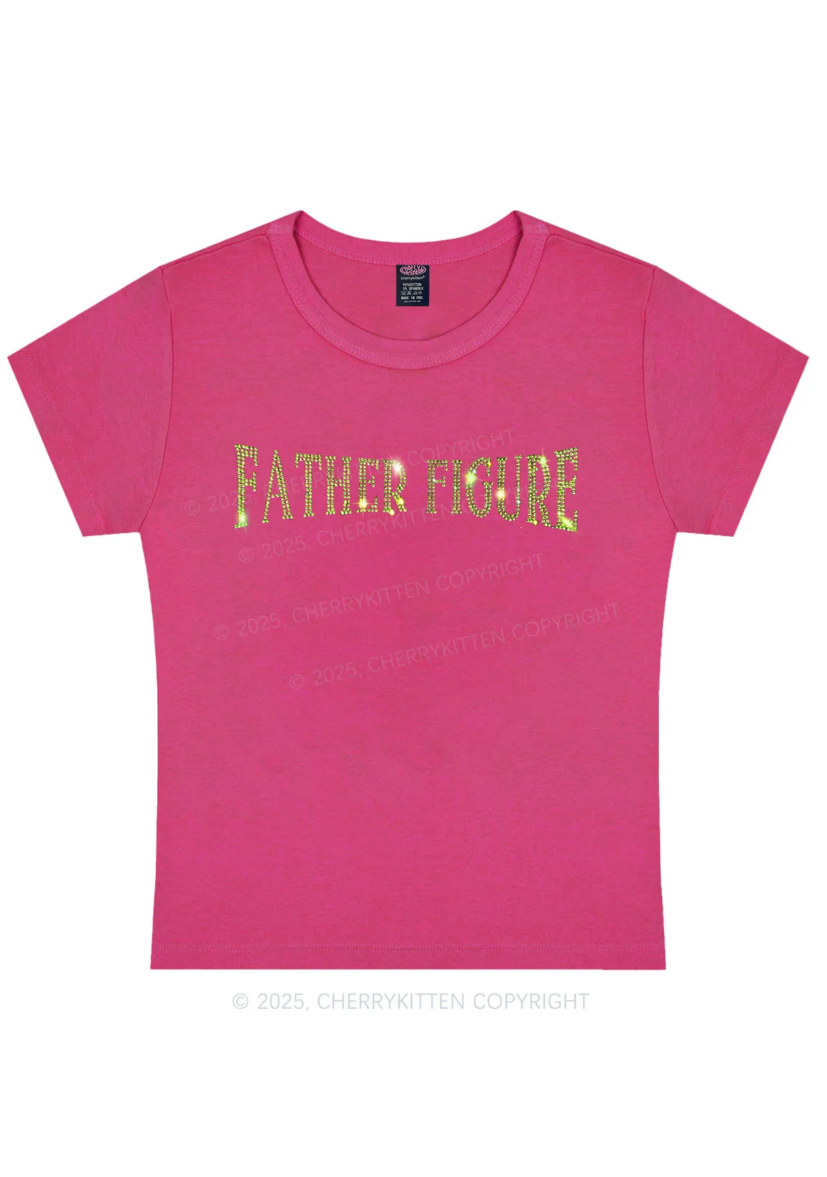 Curvy Rhinestone Father Figure Y2K Baby Tee Cherrykitten - Image 5