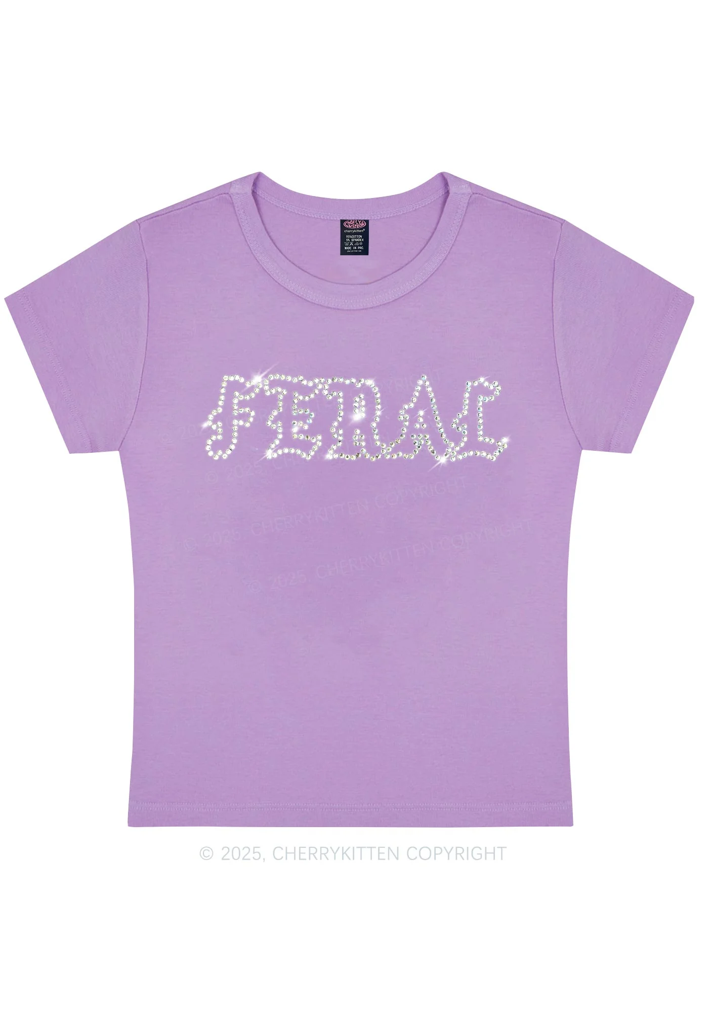 Rhinestone Feral Y2K Baby Tee Cherrykitten - Image 6