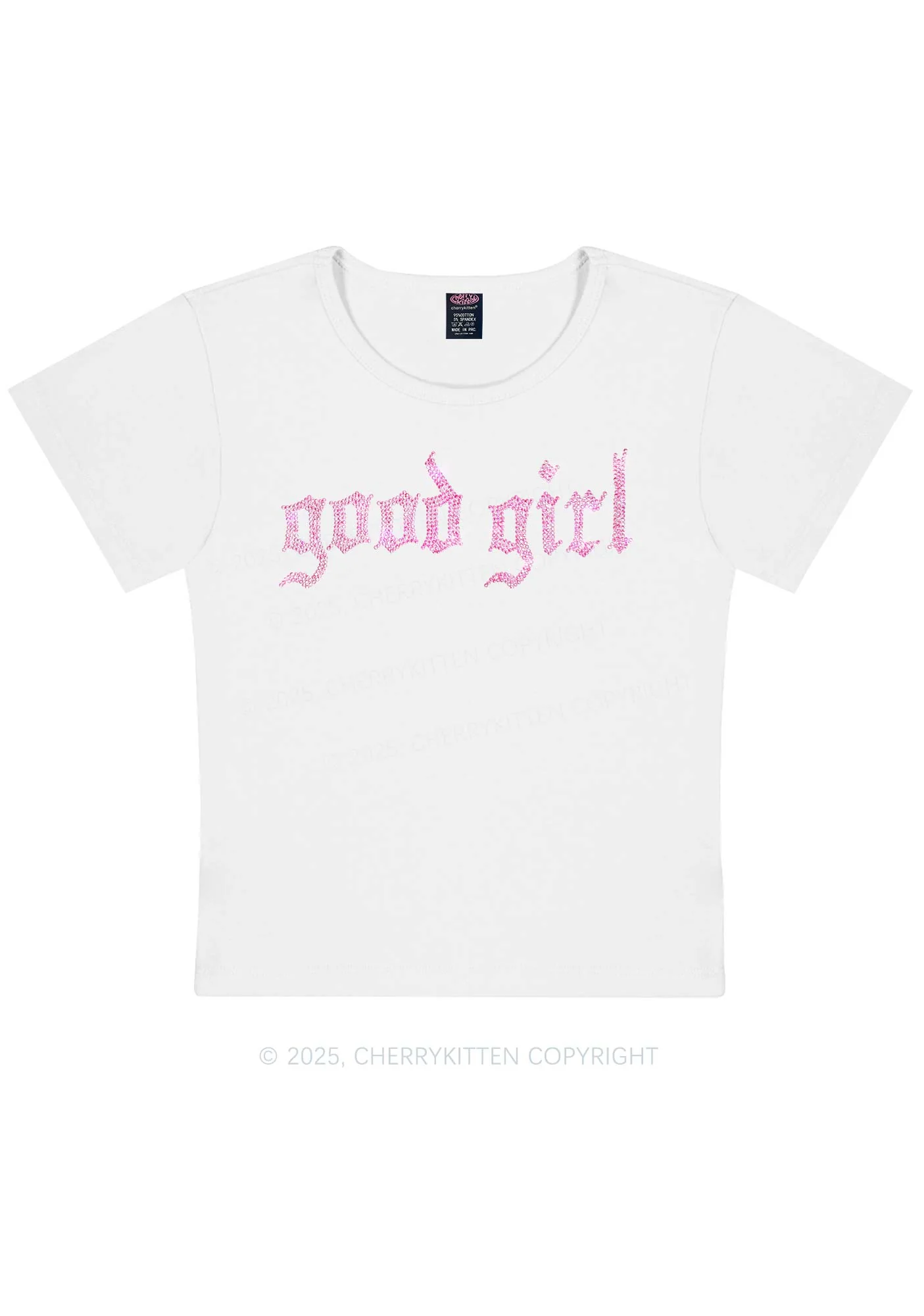 Curvy Rhinestone Good Girl Y2K Baby Tee Cherrykitten - Image 3