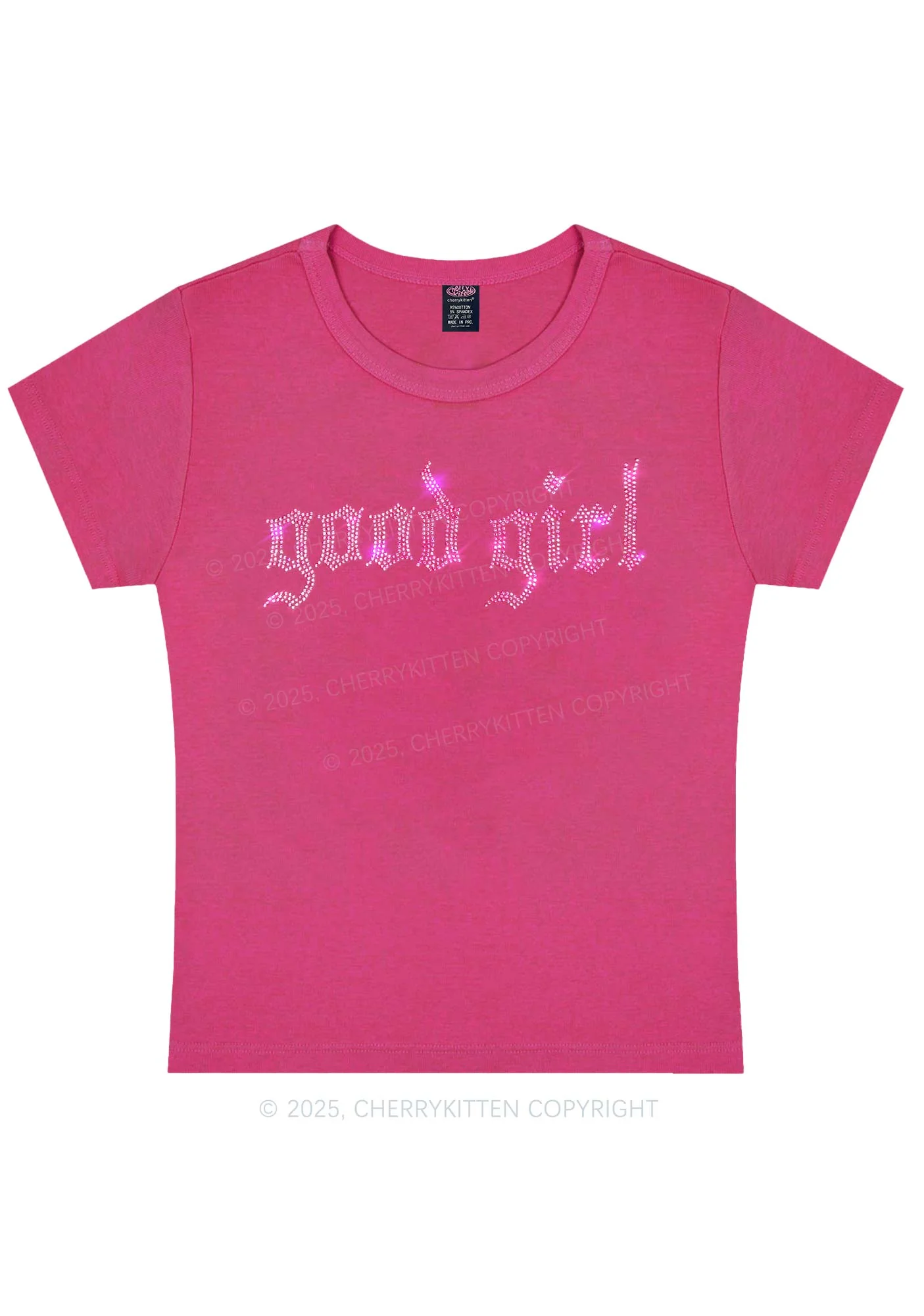 Curvy Rhinestone Good Girl Y2K Baby Tee Cherrykitten - Image 5