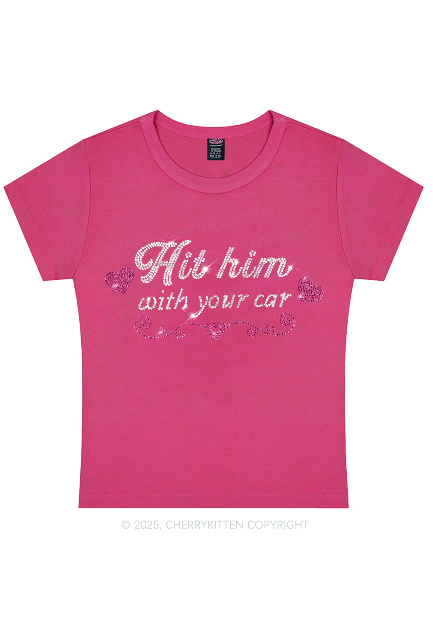 Curvy Rhinestone Hit Him Y2K Baby Tee Cherrykitten - Image 3
