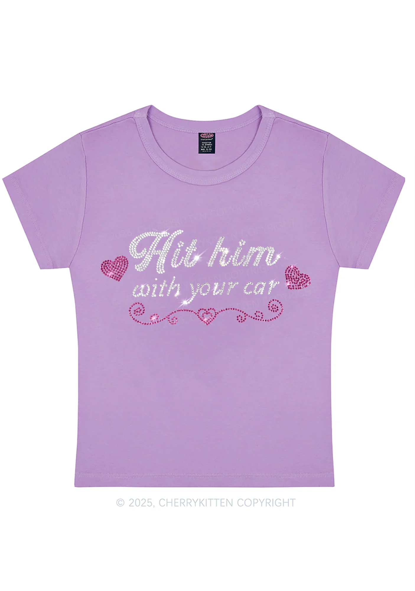 Curvy Rhinestone Hit Him Y2K Baby Tee Cherrykitten - Image 4