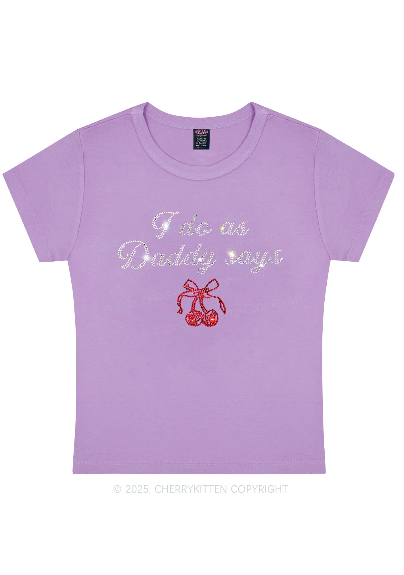 Curvy Rhinestone I Do As Daddy Says Y2K Baby Tee Cherrykitten - Image 5