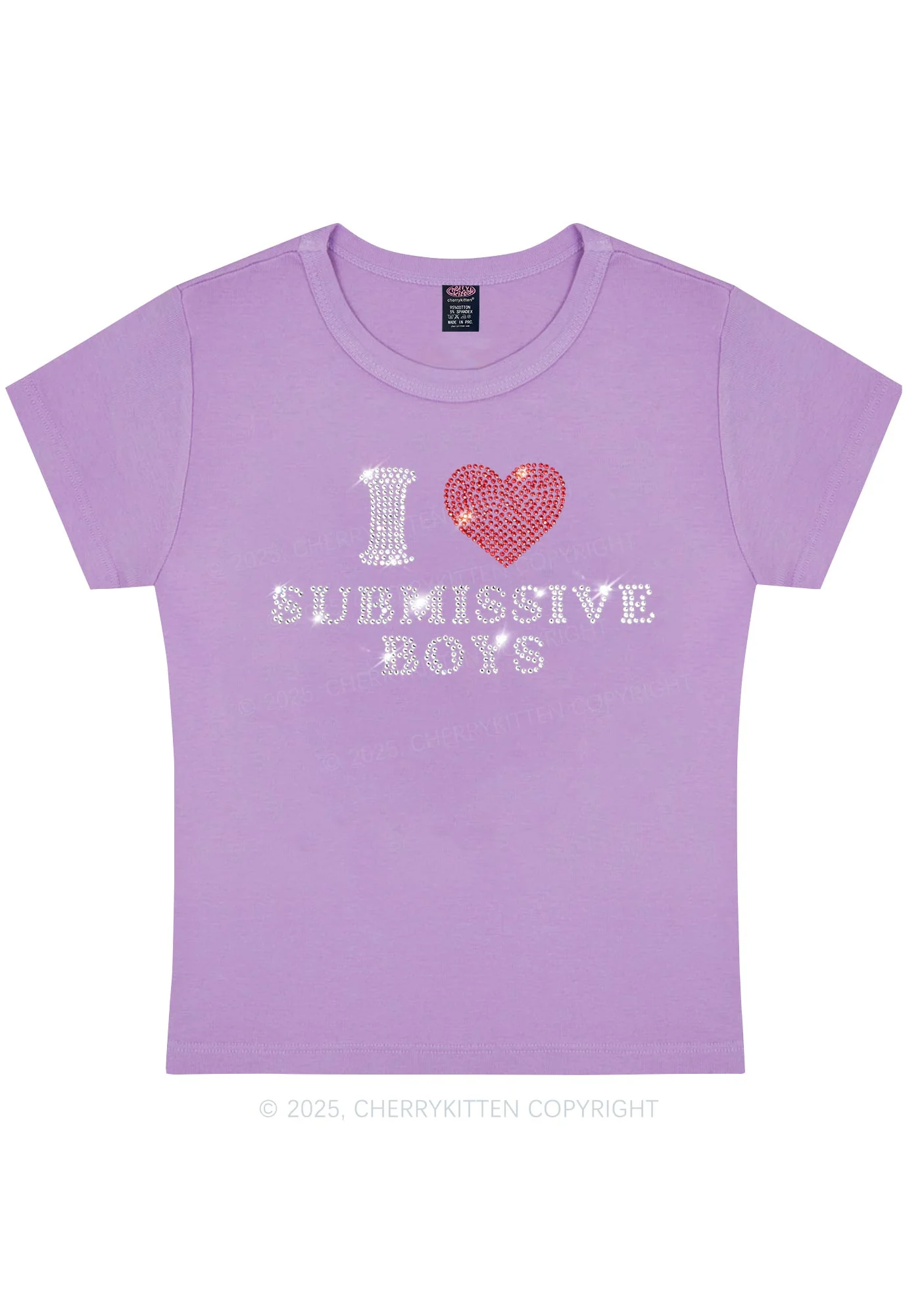 Rhinestone I Love S Boys Y2K Baby Tee Cherrykitten - Image 5