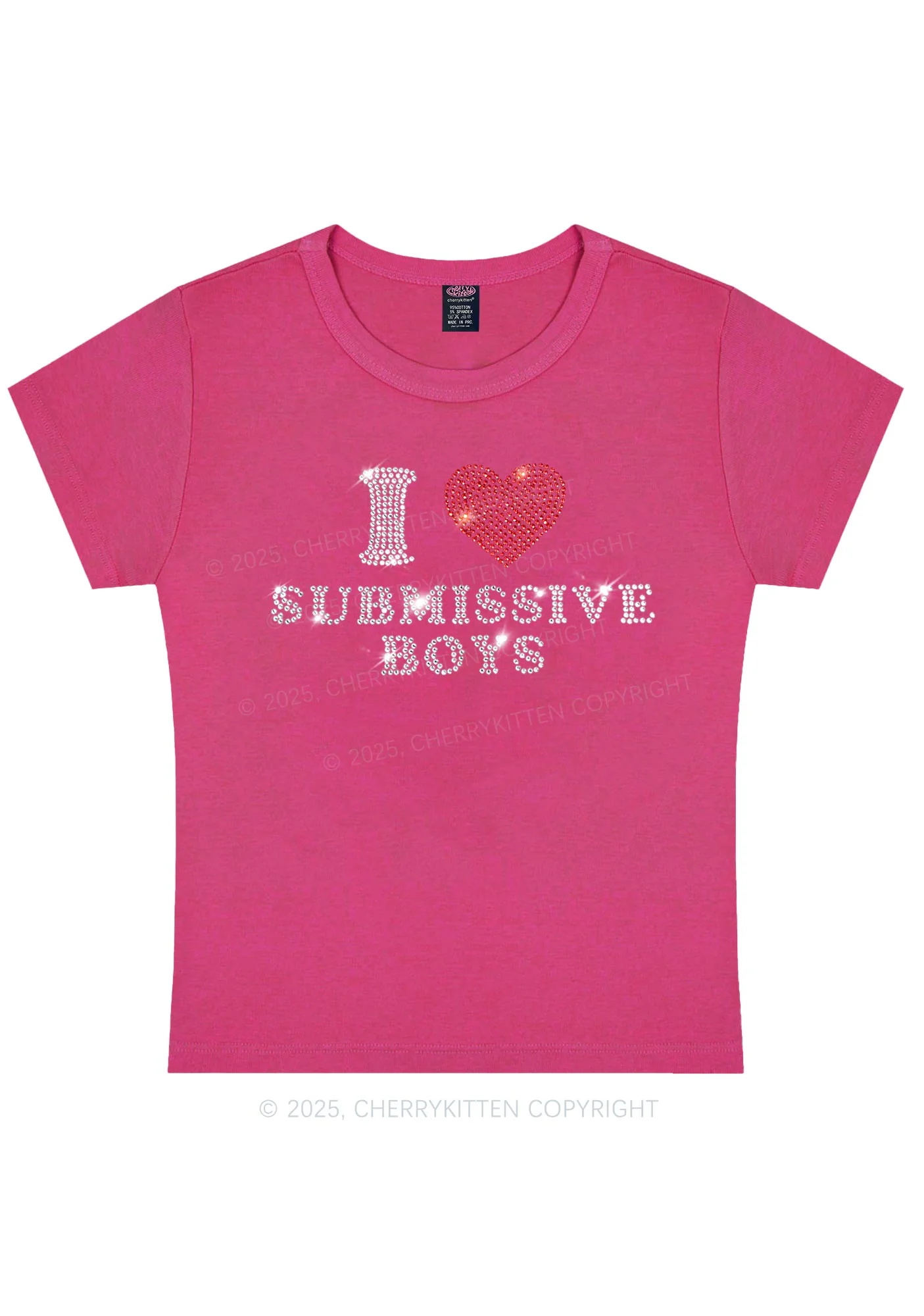 Rhinestone I Love S Boys Y2K Baby Tee Cherrykitten - Image 4