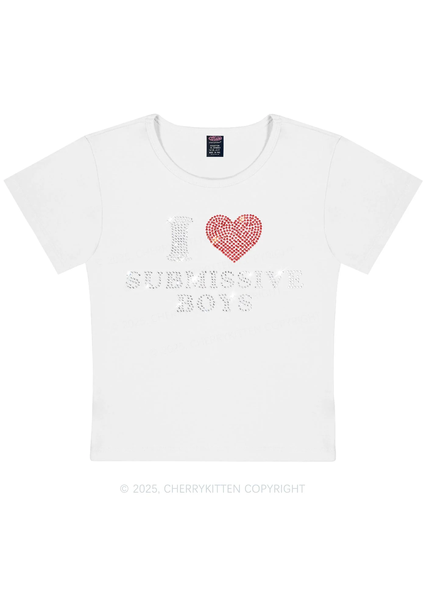 Rhinestone I Love S Boys Y2K Baby Tee Cherrykitten - Image 10