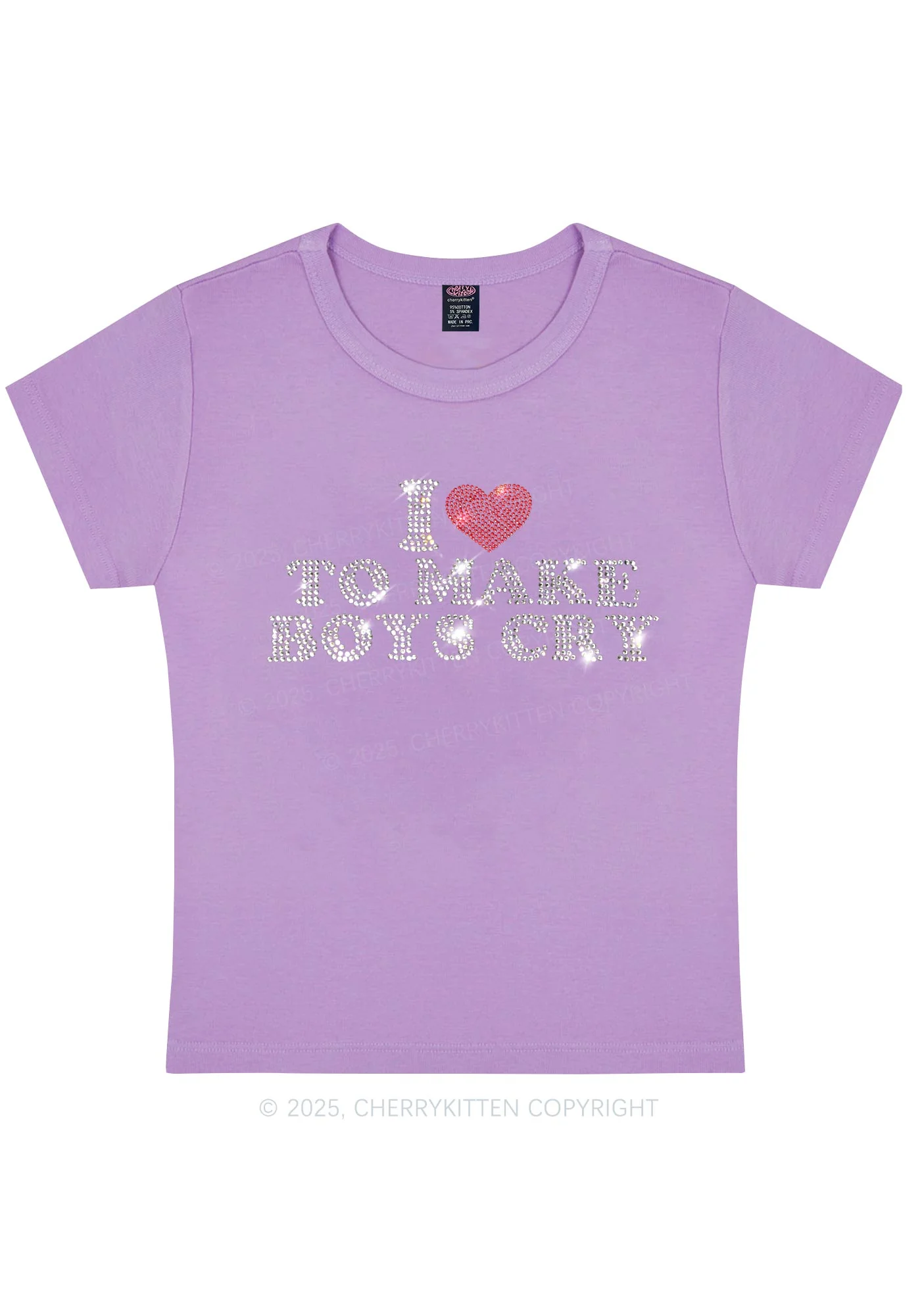 Rhinestone Love To Make Boys Cry Y2K Baby Tee Cherrykitten - Image 6