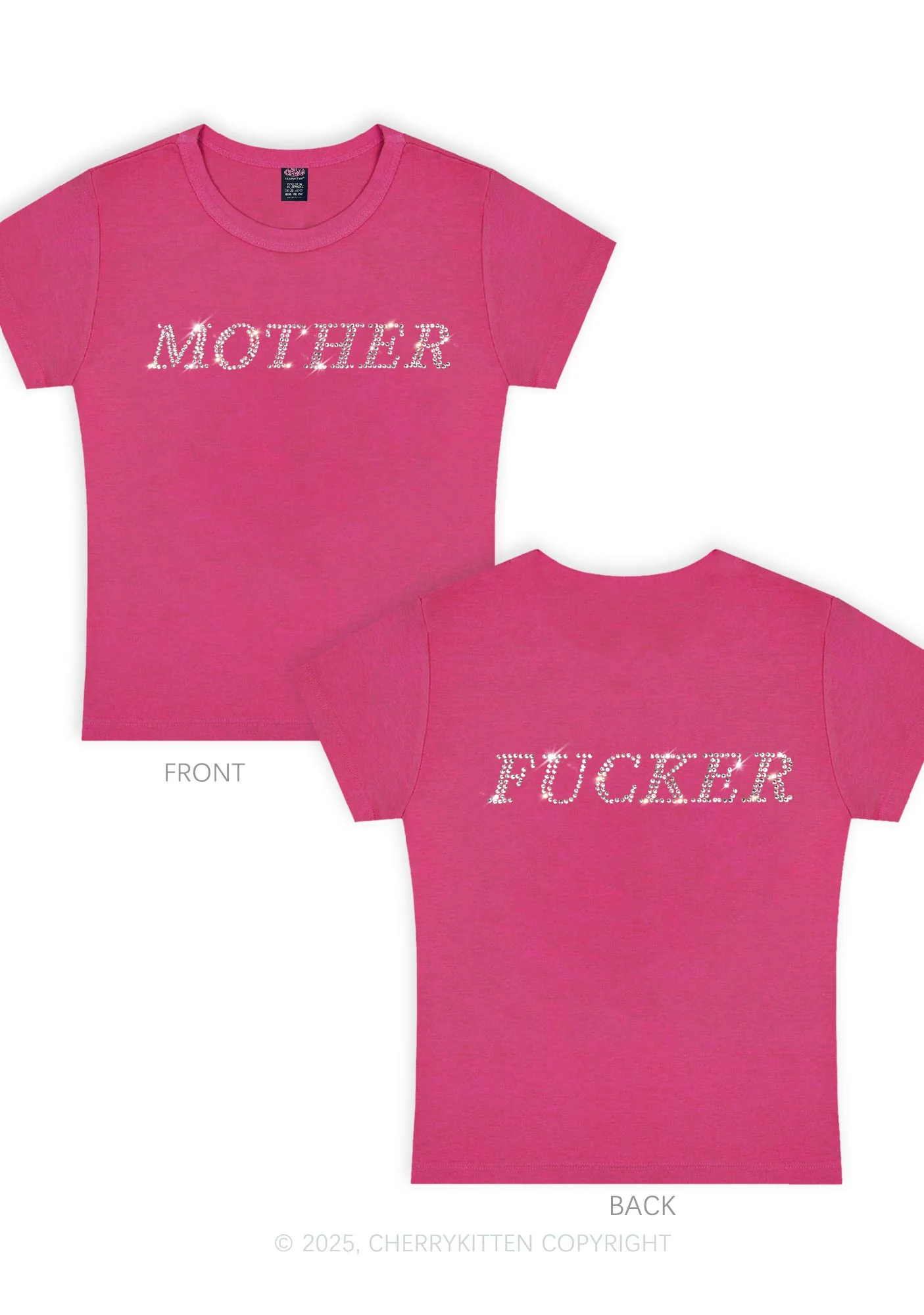 Rhinestone Motherfxcker Two Sides Y2K Baby Tee Cherrykitten - Image 7