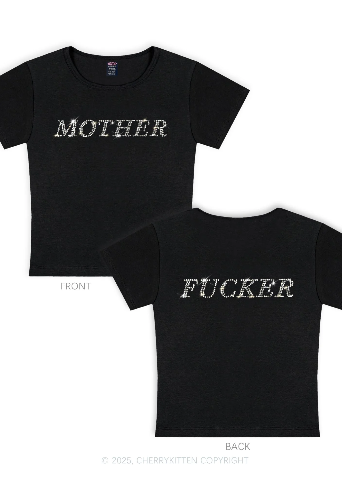 Rhinestone Motherfxcker Two Sides Y2K Baby Tee Cherrykitten - Image 6