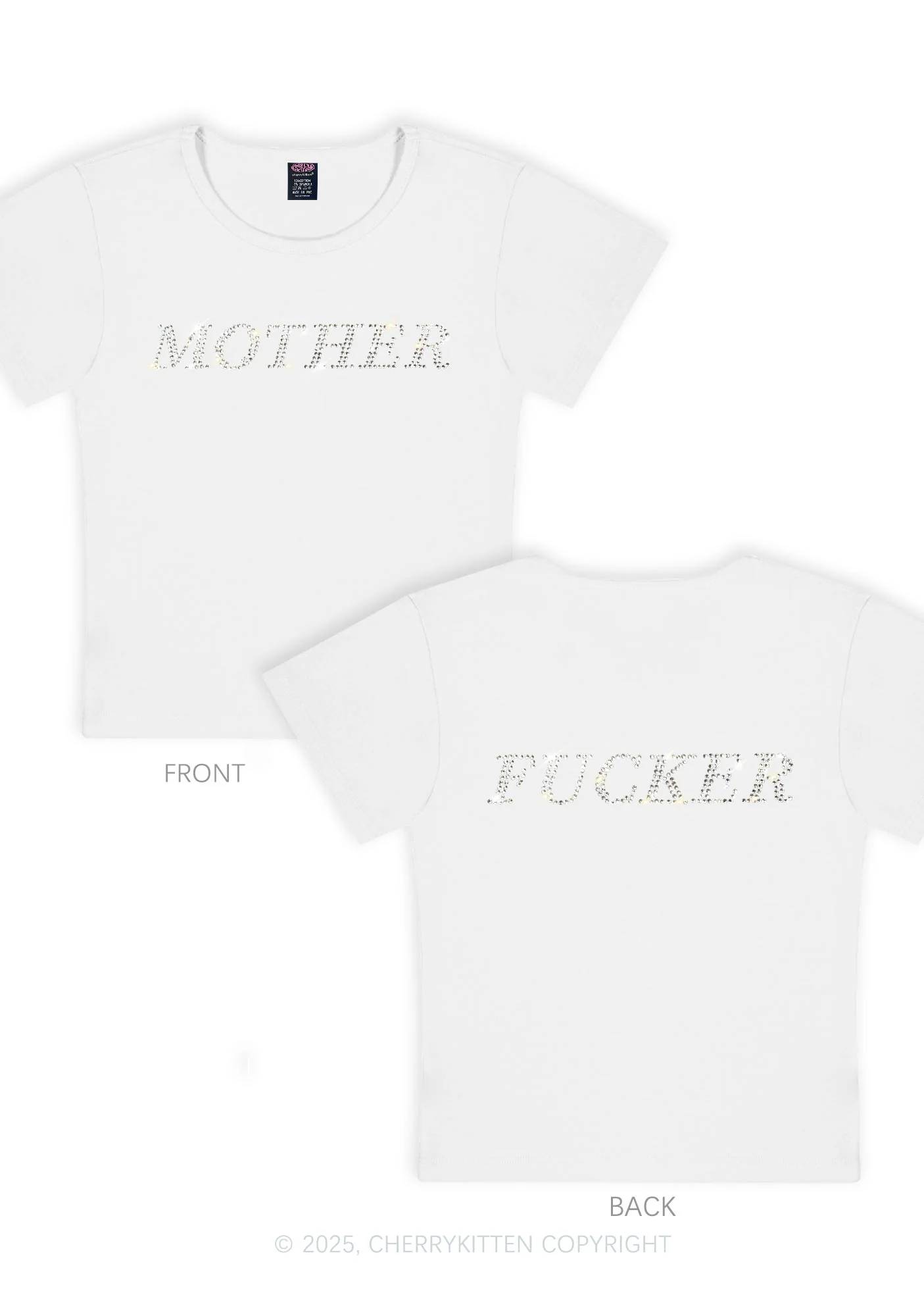 Rhinestone Motherfxcker Two Sides Y2K Baby Tee Cherrykitten - Image 15