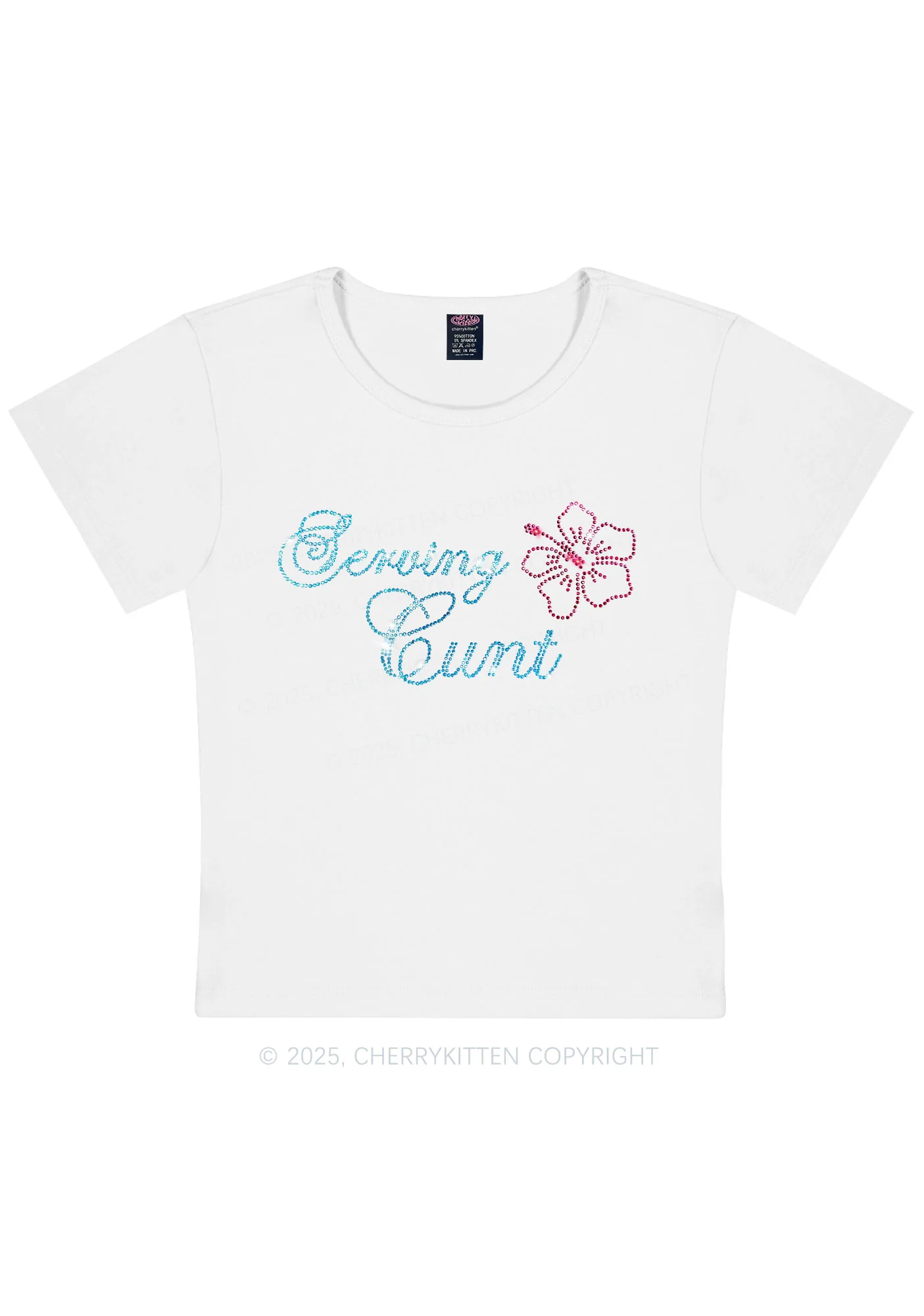 Rhinestone Serving Cxxt Y2K Baby Tee Cherrykitten - Image 4
