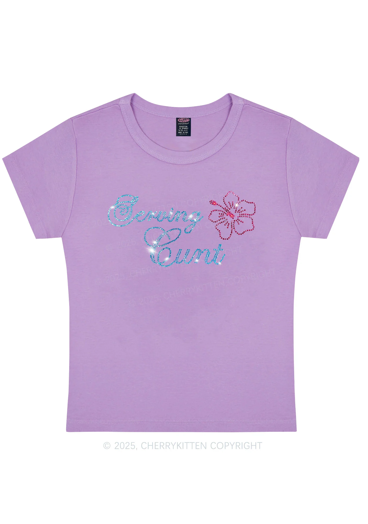 Rhinestone Serving Cxxt Y2K Baby Tee Cherrykitten - Image 8