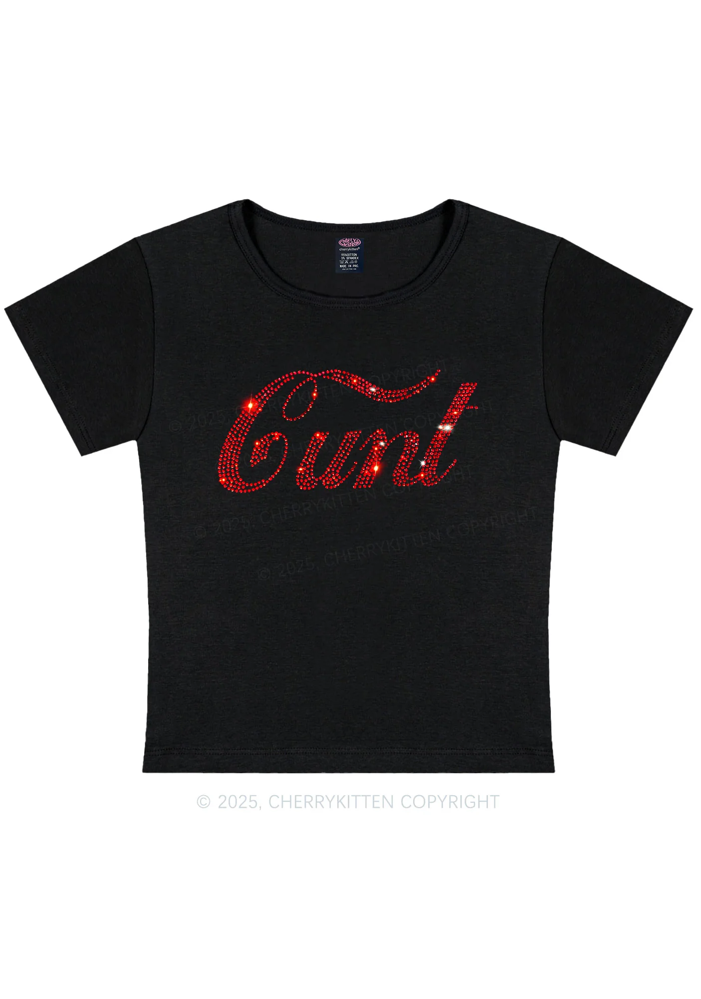 Rhinestone Special Cxxt Y2K Baby Tee Cherrykitten - Image 3