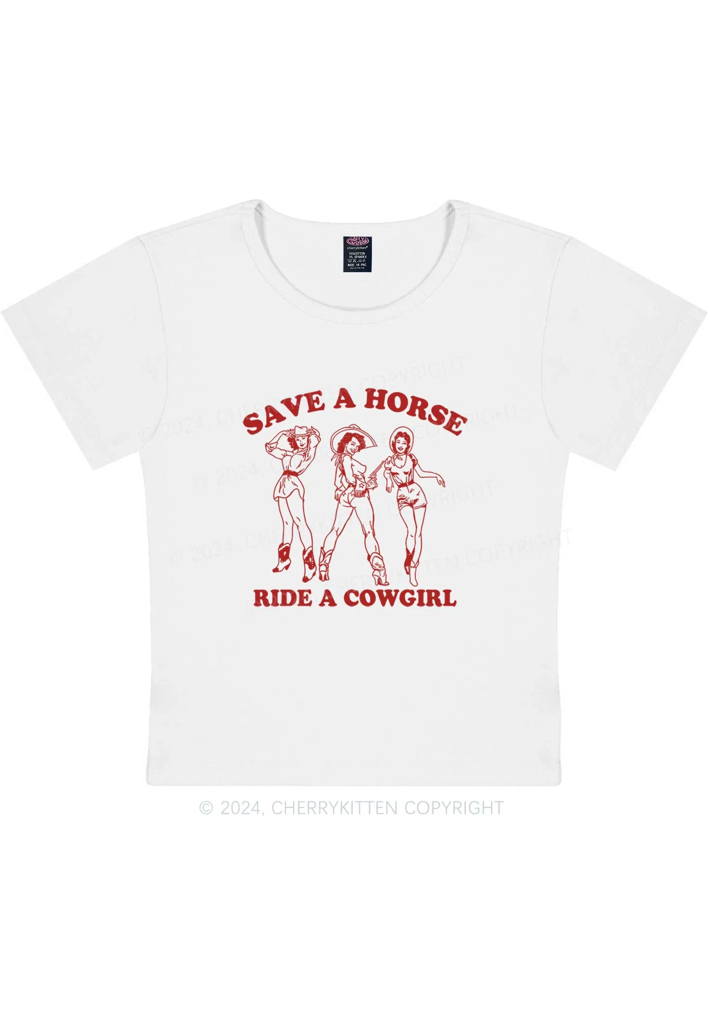 Curvy Ride A Cowgirl Y2K Baby Tee Cherrykitten - Image 2