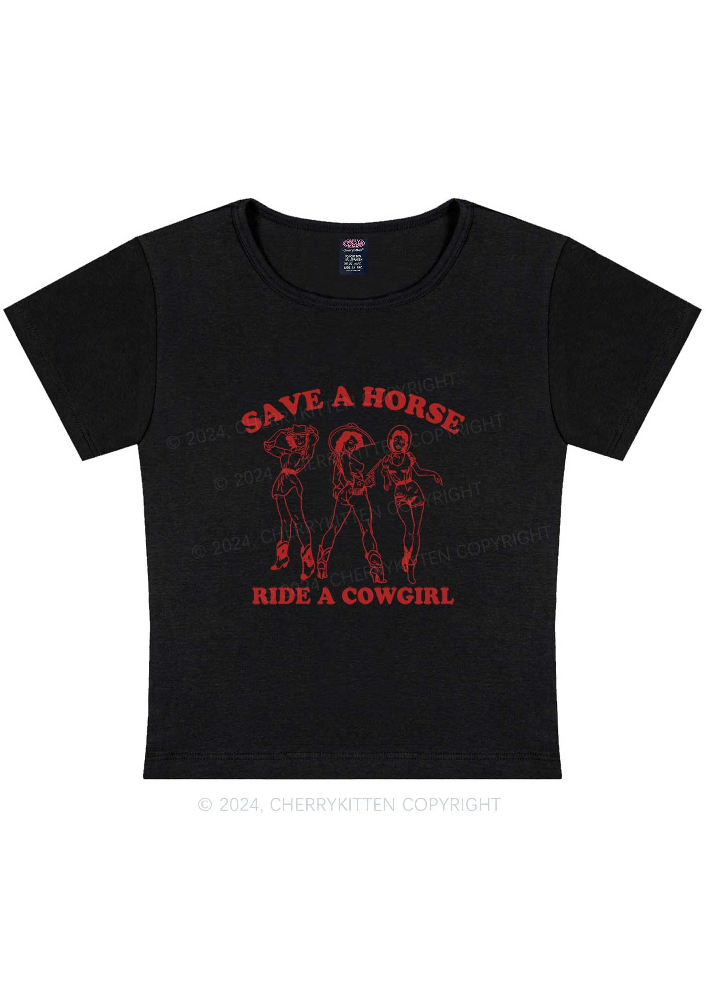Curvy Ride A Cowgirl Y2K Baby Tee Cherrykitten - Image 3
