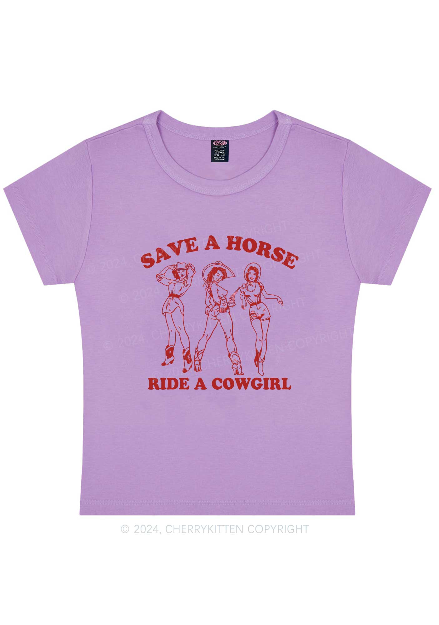 Curvy Ride A Cowgirl Y2K Baby Tee Cherrykitten - Image 4
