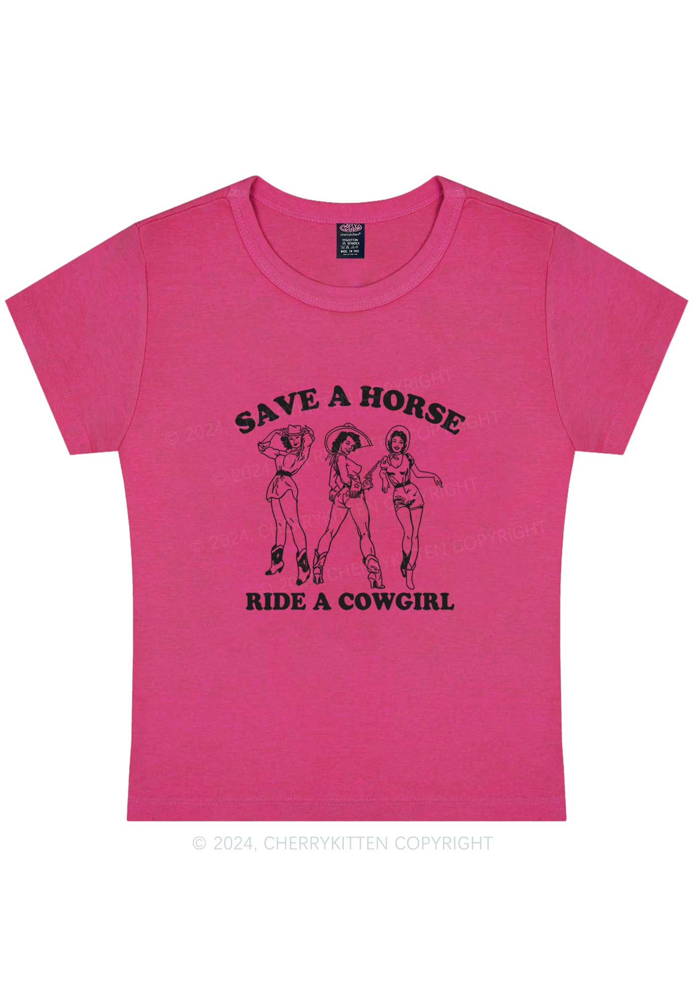 Curvy Ride A Cowgirl Y2K Baby Tee Cherrykitten - Image 5