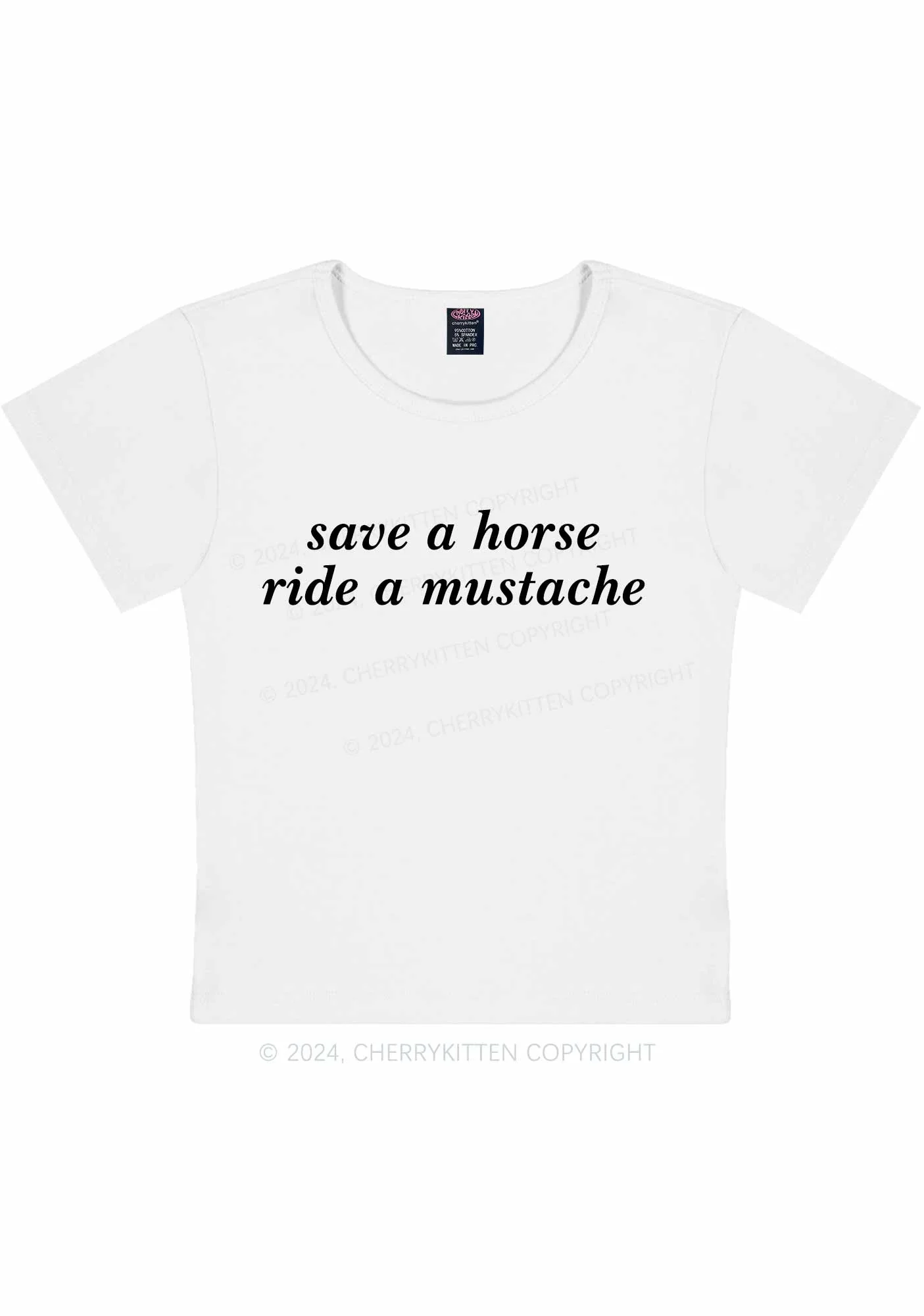 Curvy Ride A Mustache Y2K Baby Tee Cherrykitten - Image 2