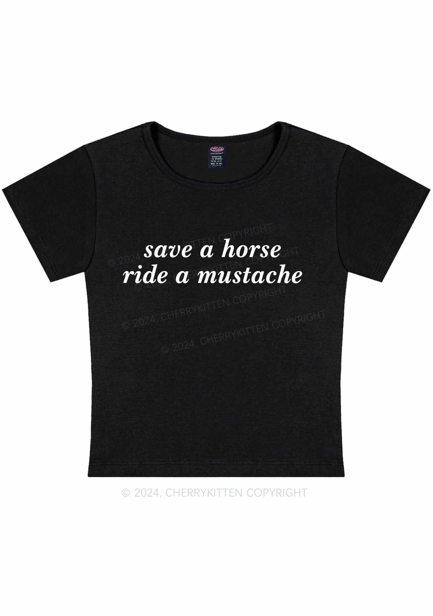 Curvy Ride A Mustache Y2K Baby Tee Cherrykitten - Image 3