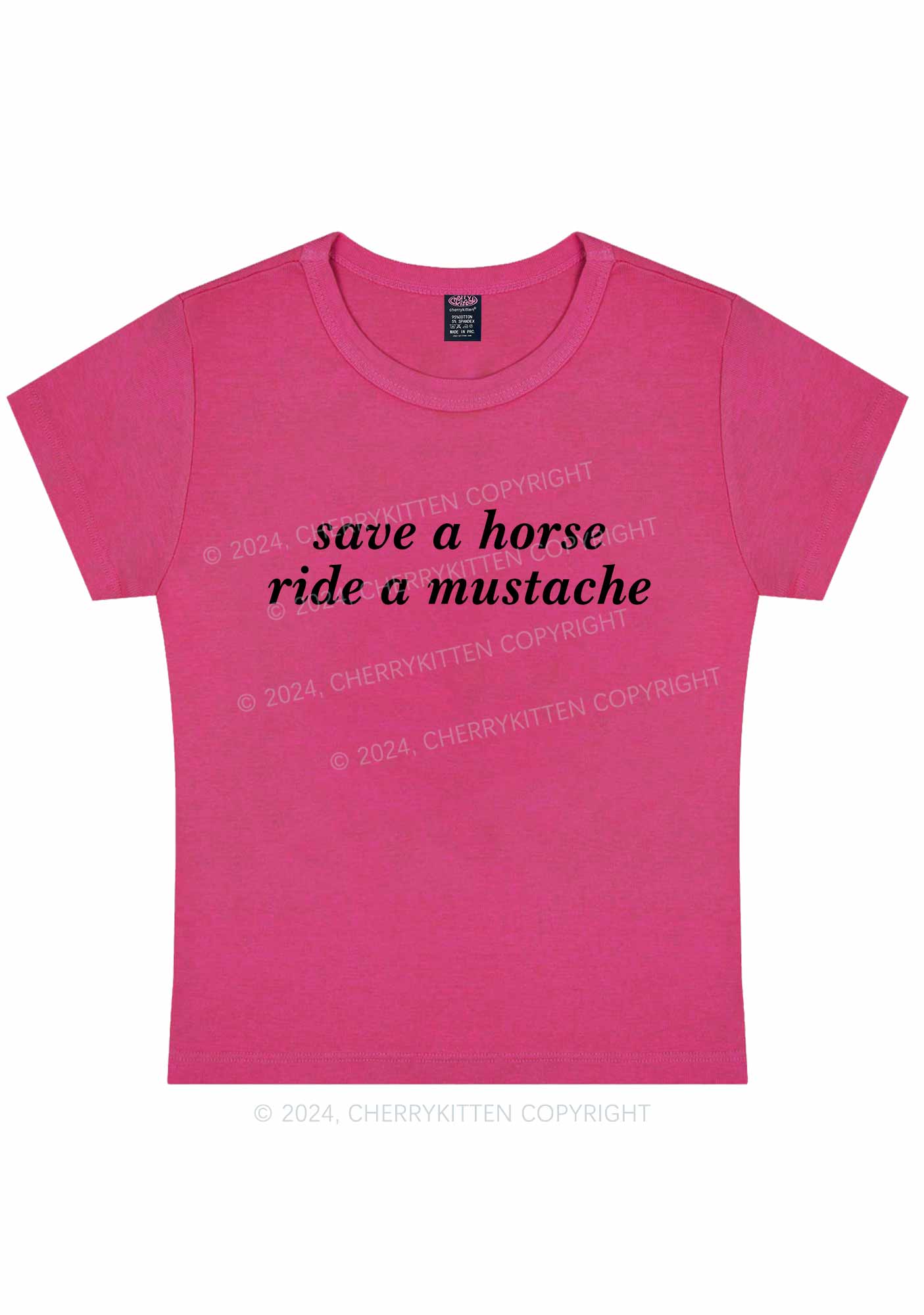 Curvy Ride A Mustache Y2K Baby Tee Cherrykitten - Image 5