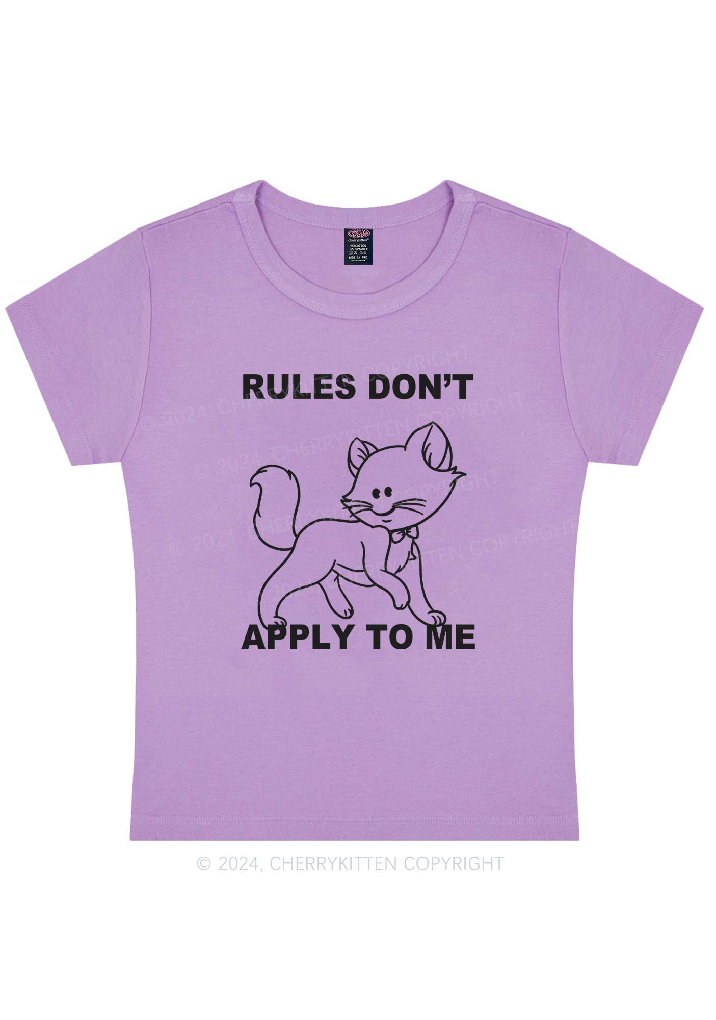 Curvy Rules Don't Apply To Cat Without Eyes Y2K Baby Tee Cherrykitten - Image 2