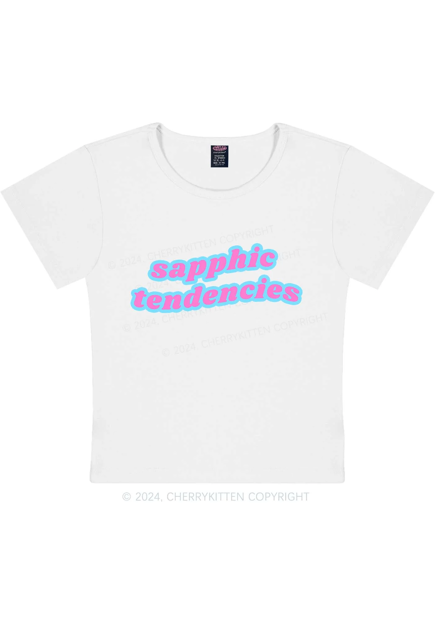 Curvy Sapphic Tendencies Y2K Baby Tee Cherrykitten - Image 2