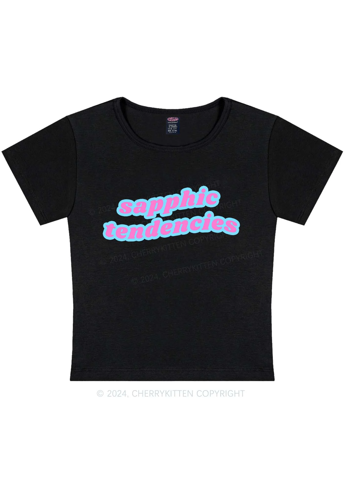 Curvy Sapphic Tendencies Y2K Baby Tee Cherrykitten - Image 3